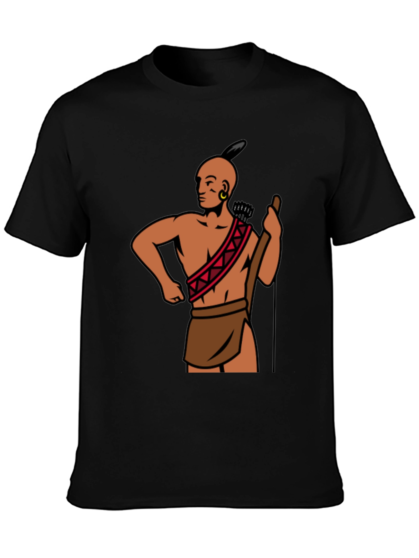 Black Native American Warrior Graphic Tee - Black view 3