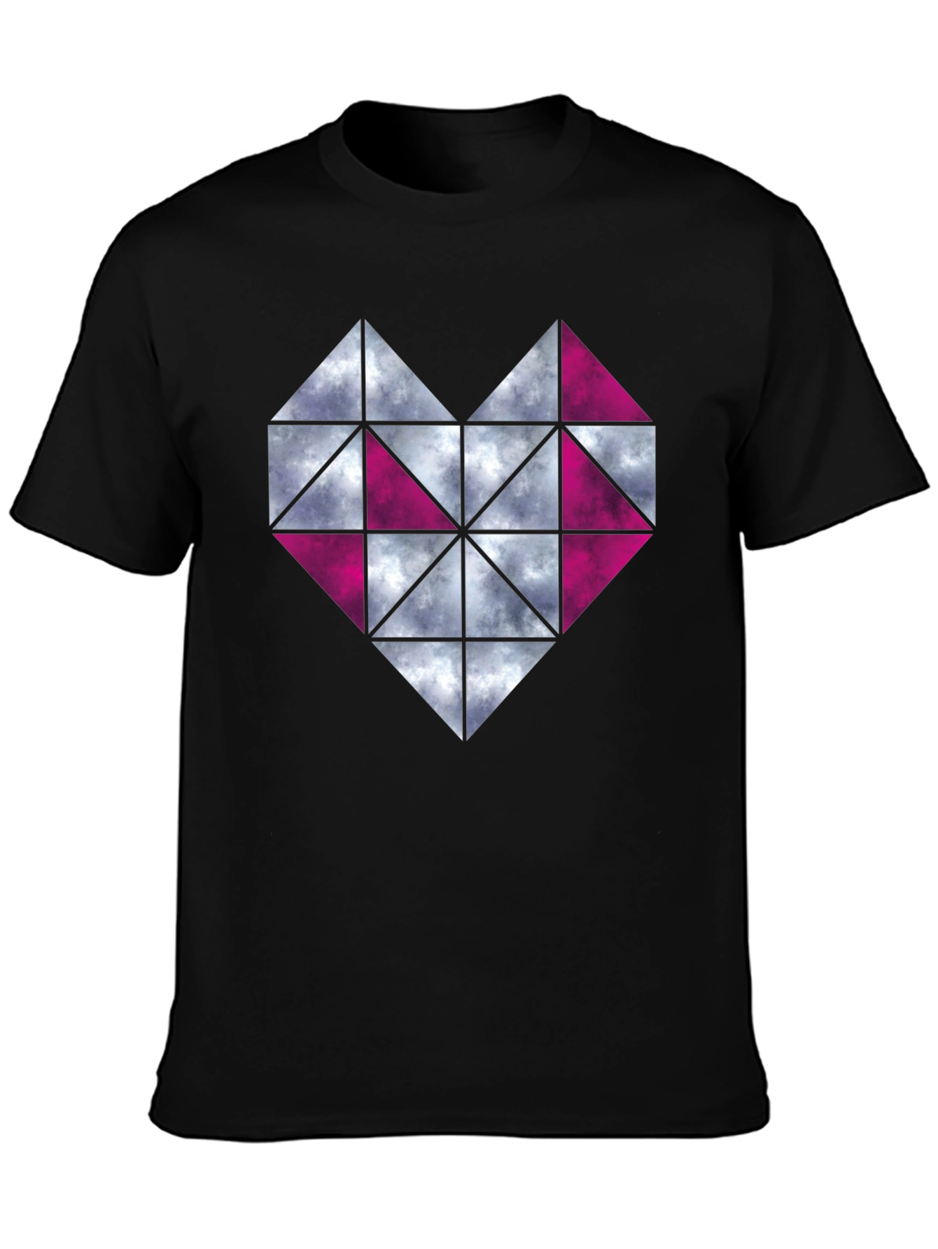 Geometric Heart Graphic Black T-Shirt - 3