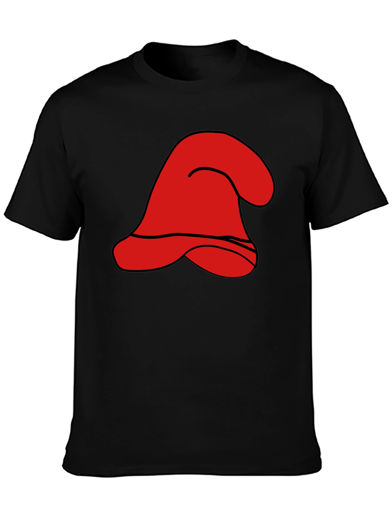 Black Red Cartoon Hat Graphic Black T-Shirt view 3