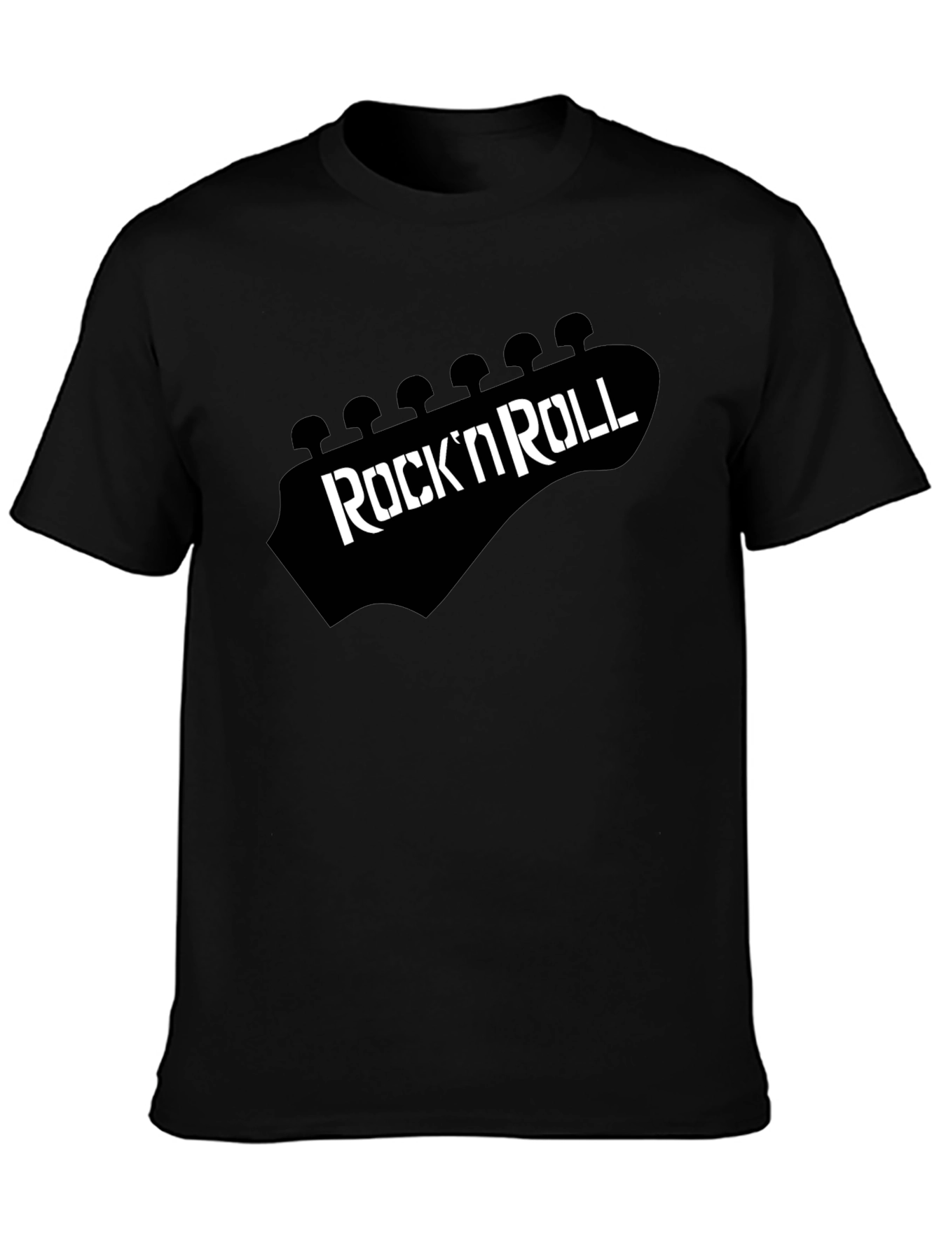 Black Rock 'N' Roll Guitar Head T-Shirt view 3