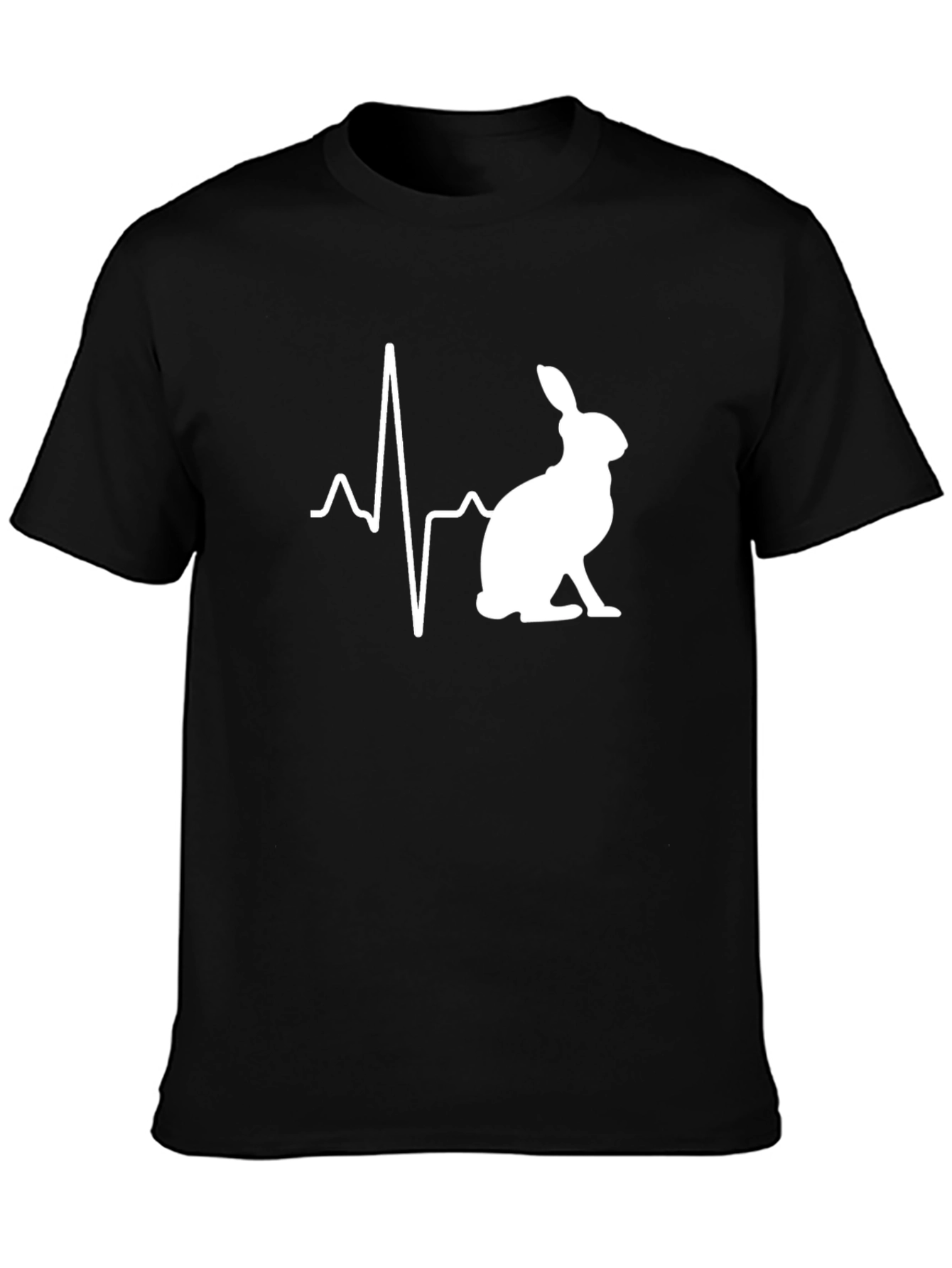 Black Rabbit Heartbeat T-Shirt - Men's Black Crew Neck Tee view 3