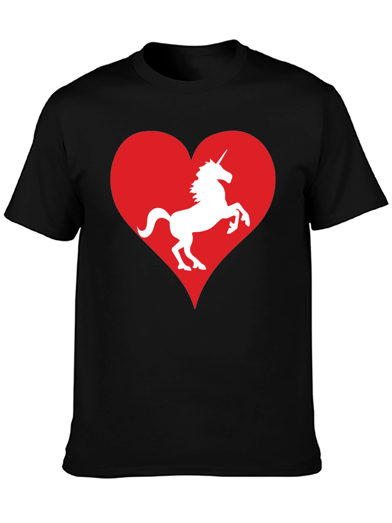 Black Unicorn Heart Graphic Tee - Black Cotton T-Shirt view 3
