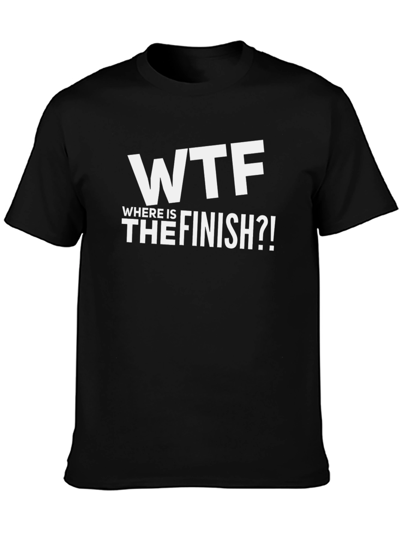 Black WTF Where is the Finish?! Graphic T-Shirt view 3