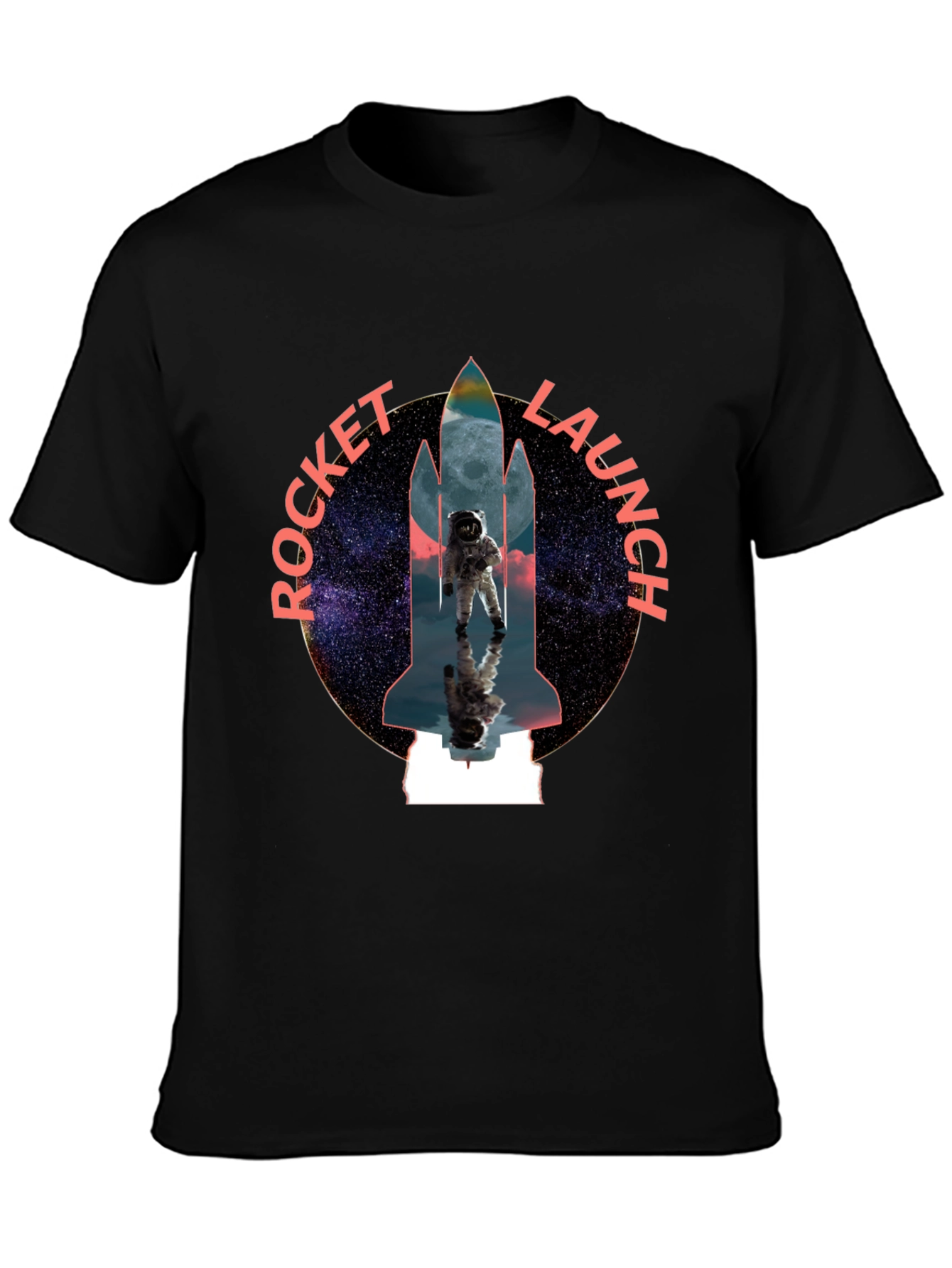 Black Rocket Launch Graphic Tee - Space Astronaut Design view 3