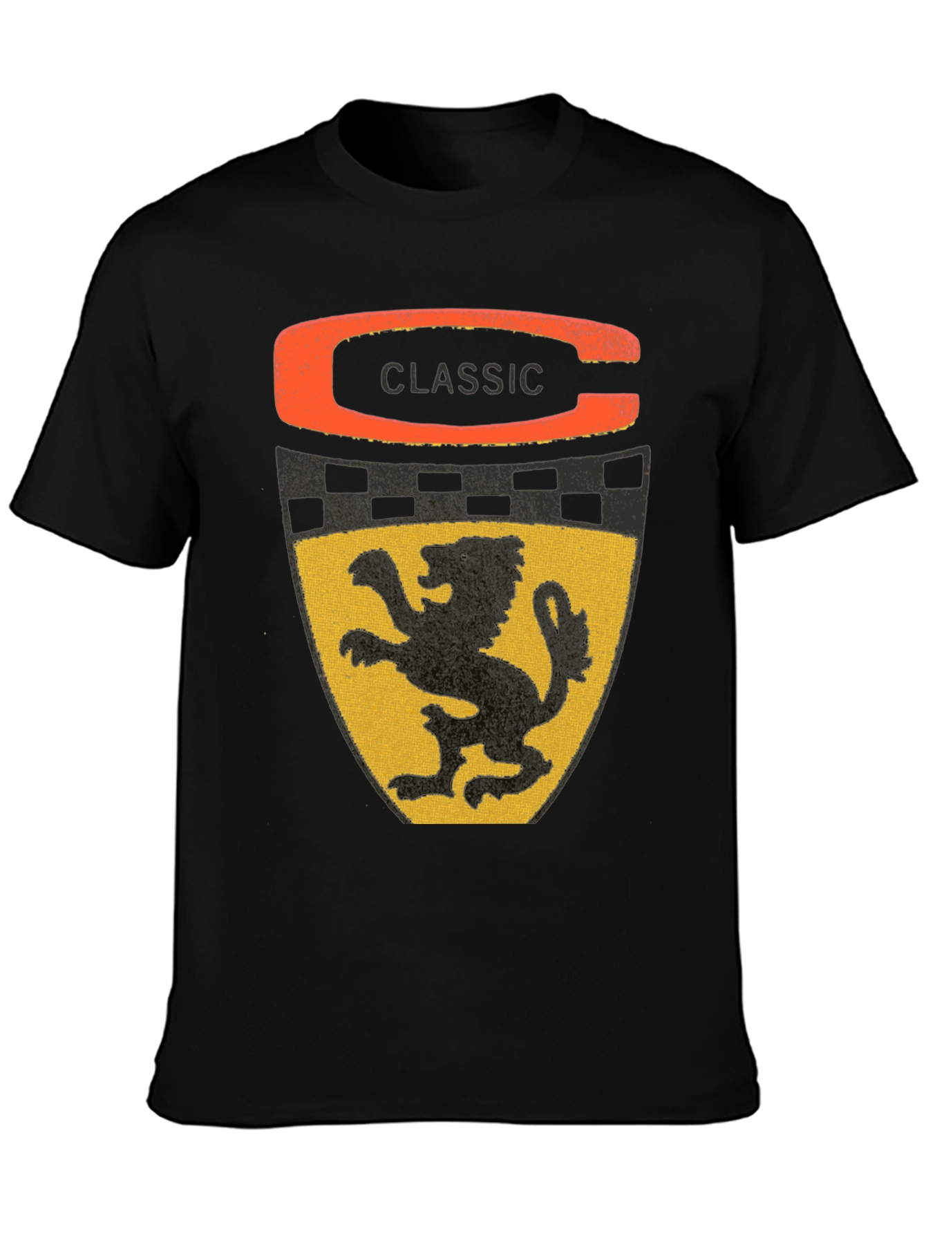 Black Classic Lion Shield Graphic Tee - Stylish Black T-Shirt view 3