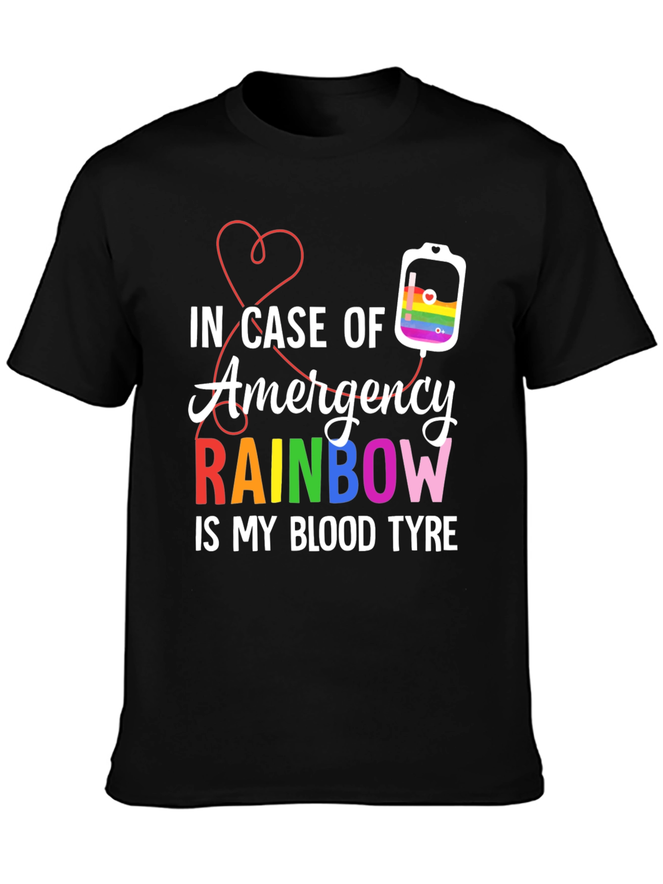 Black Rainbow Blood Type Graphic Tee view 3