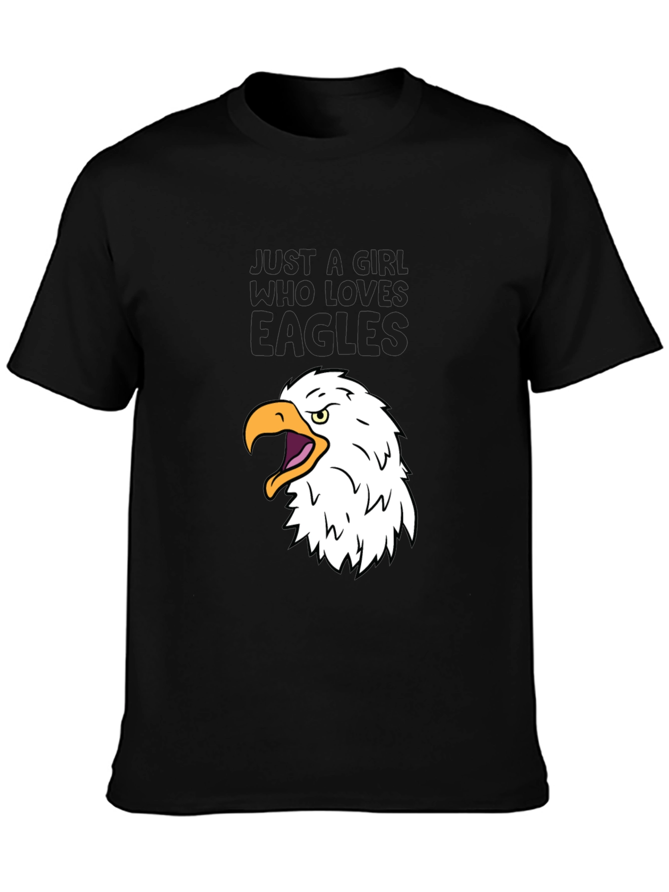 Black Just a Girl Who Loves Eagles T-Shirt view 3