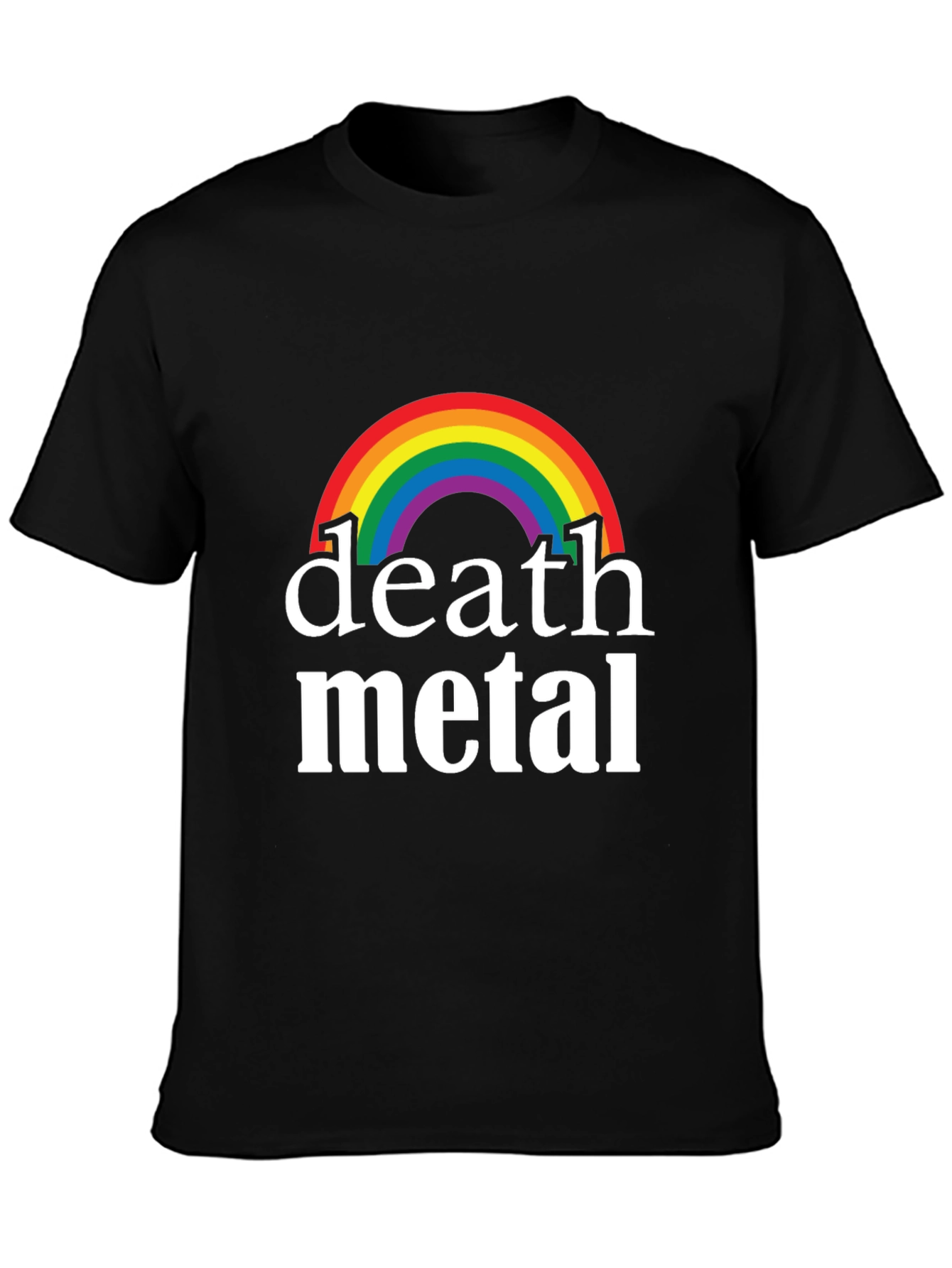 Black Rainbow Death Metal Graphic T-Shirt - Black Cotton Tee view 3