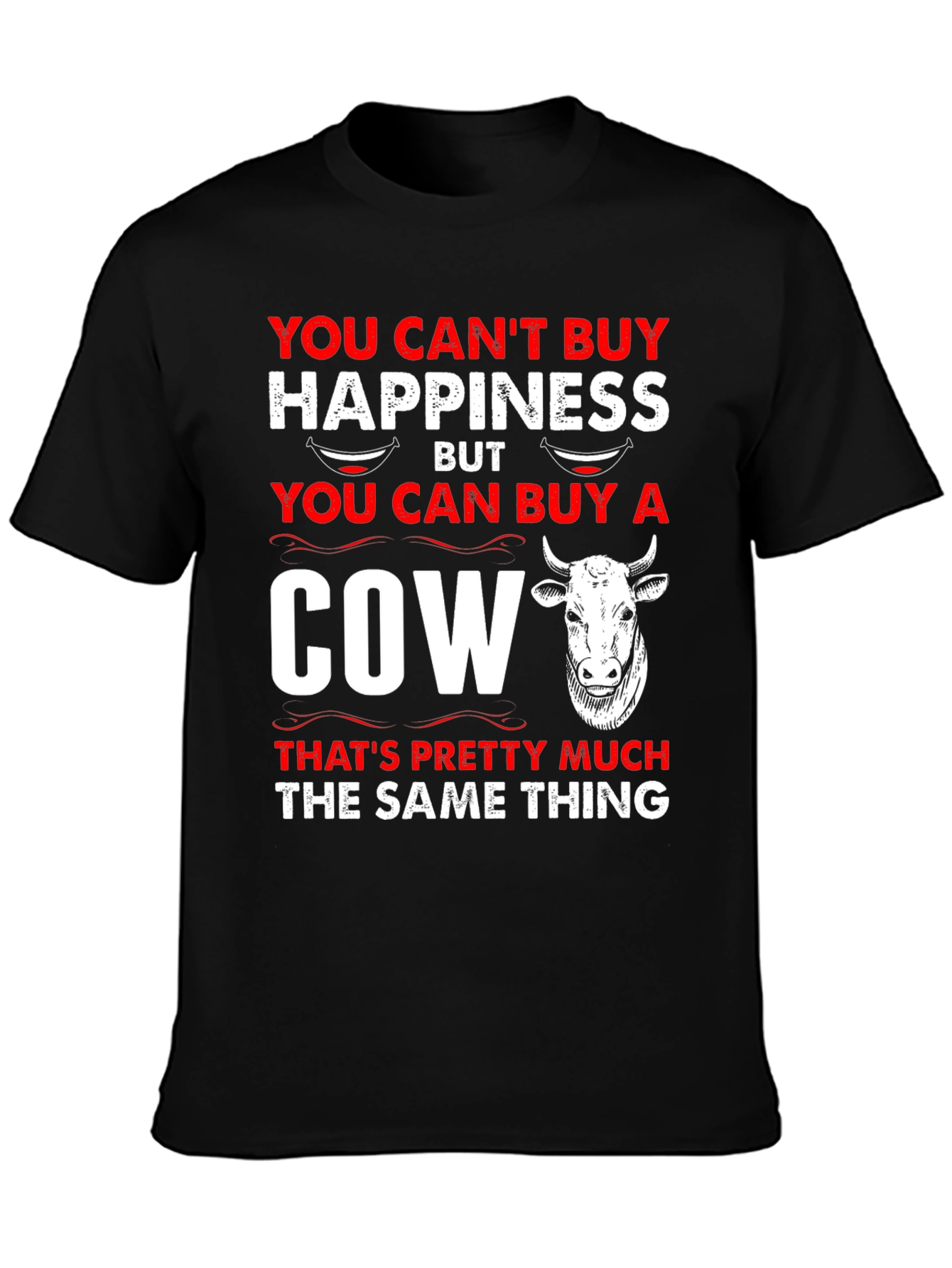 Black Buy a Cow T-Shirt: Happiness is a Cow! view 3