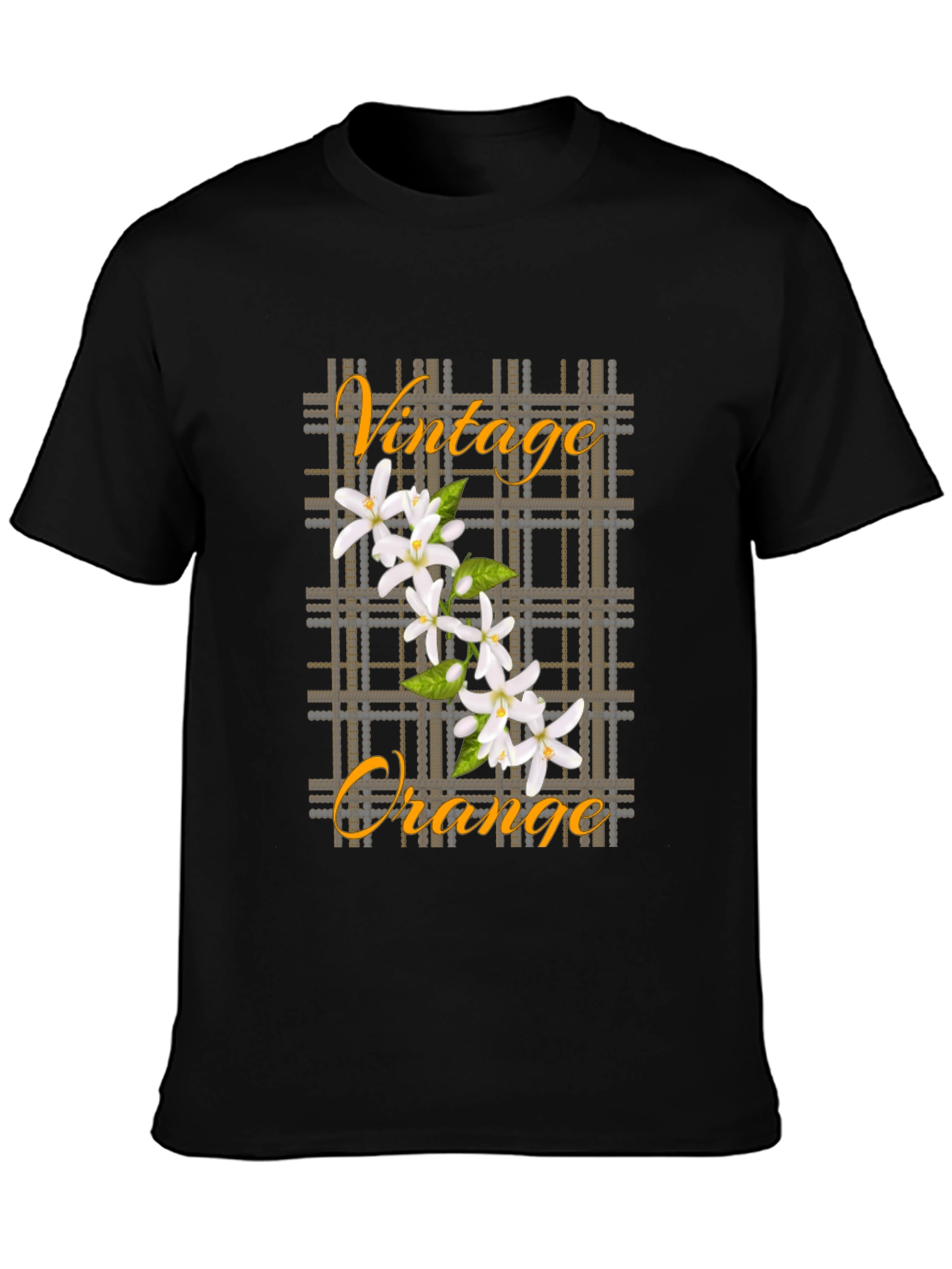 Black Vintage Orange Blossom Black T-Shirt view 3