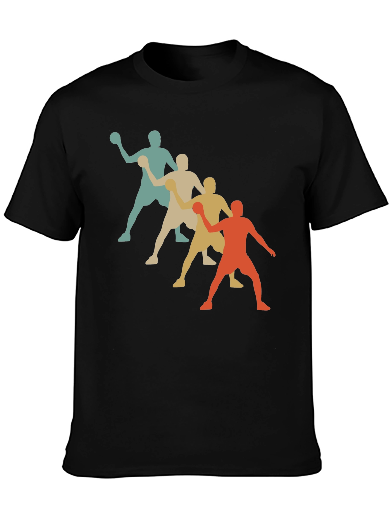 Black Retro Handball Thrower Graphic T-Shirt view 3