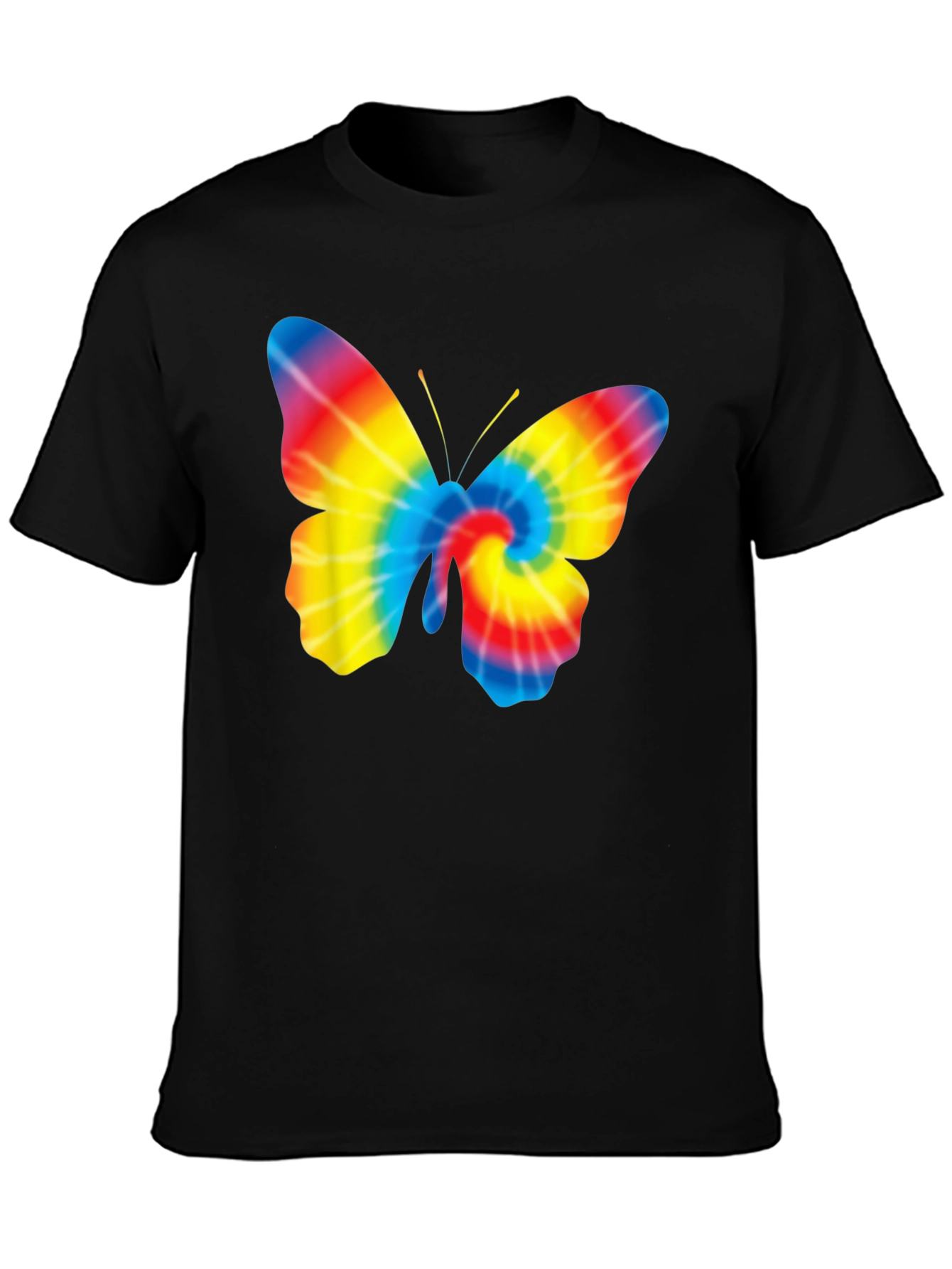 Black Tie Dye Butterfly Graphic Black T-Shirt view 3