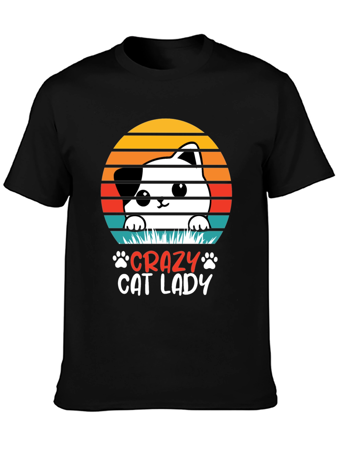 Black Crazy Cat Lady Graphic Tee view 3