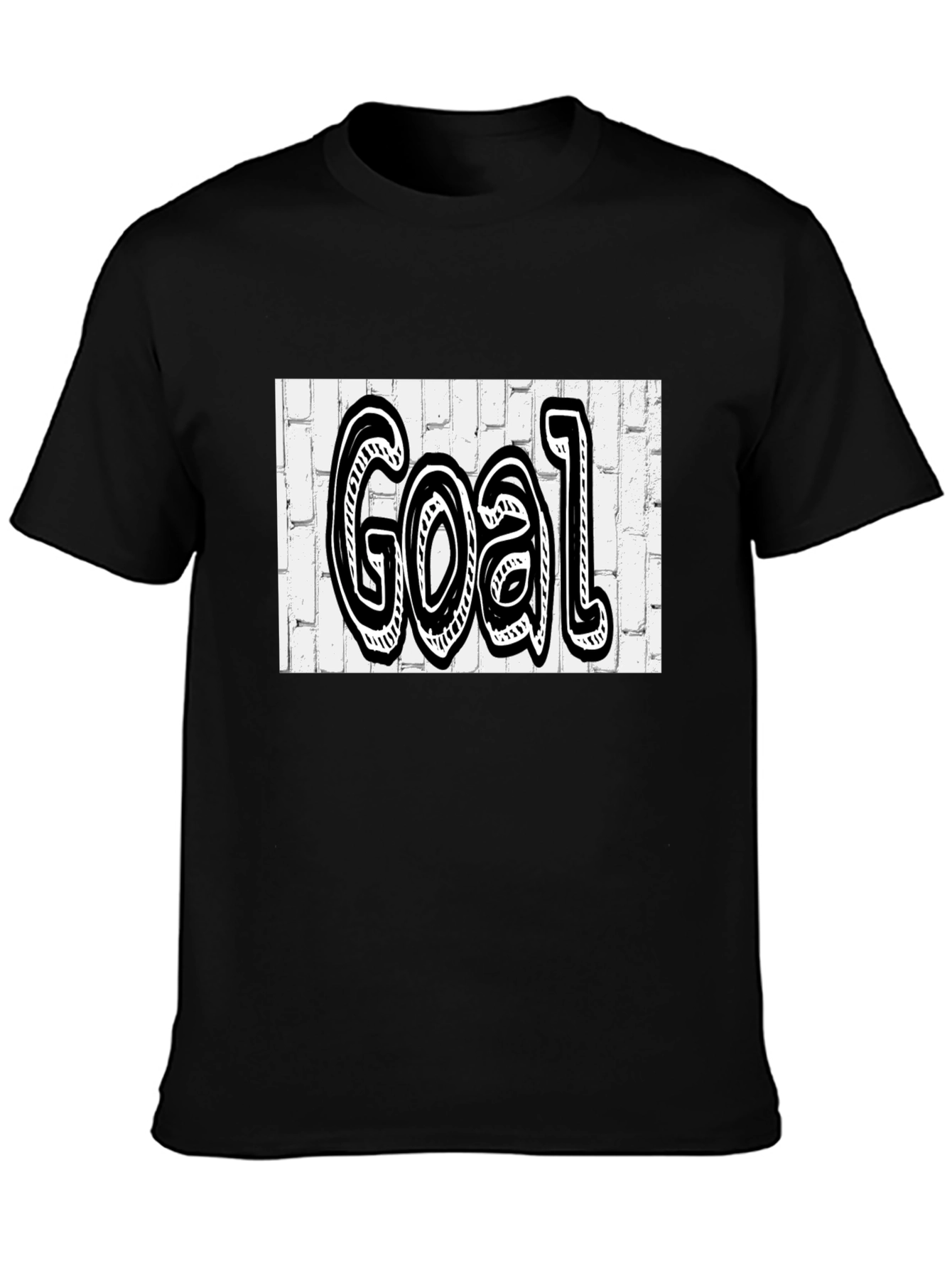 Black Goal Graffiti Style Tee - Black Cotton Blend Shirt view 3