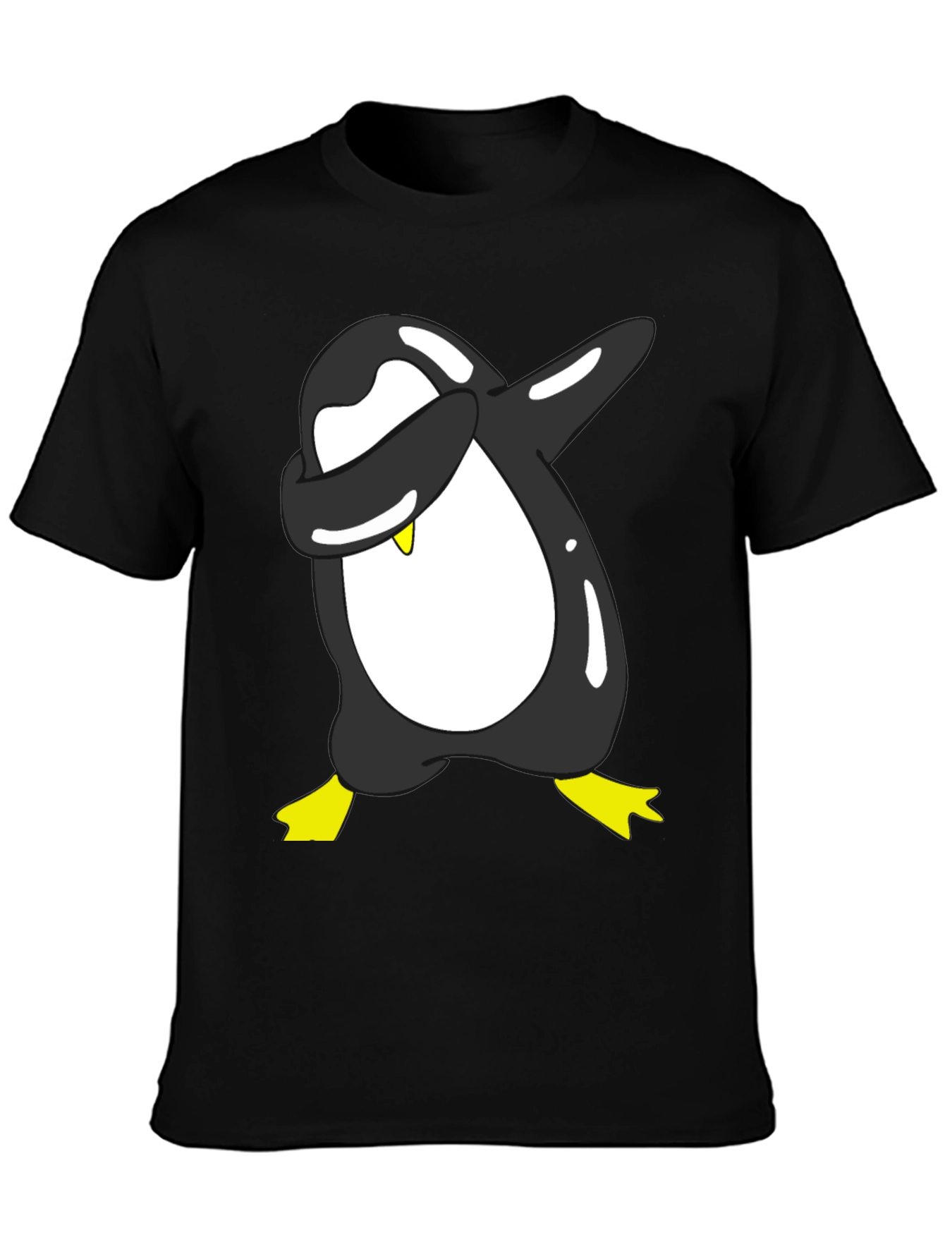 Black Dabbing Penguin Graphic Tee - Black Cotton Blend view 3