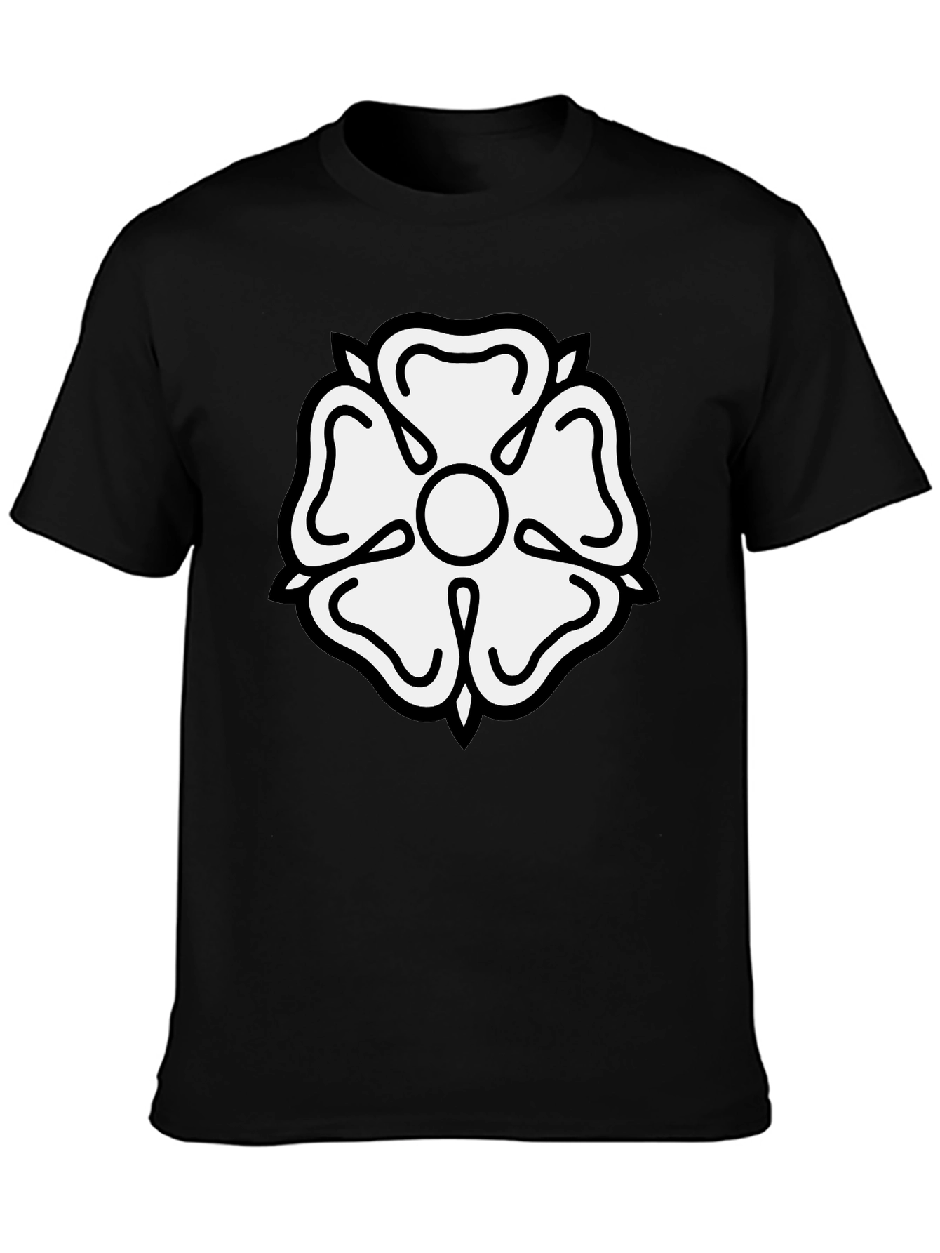 Black Black T-Shirt with White Tudor Rose Emblem view 3