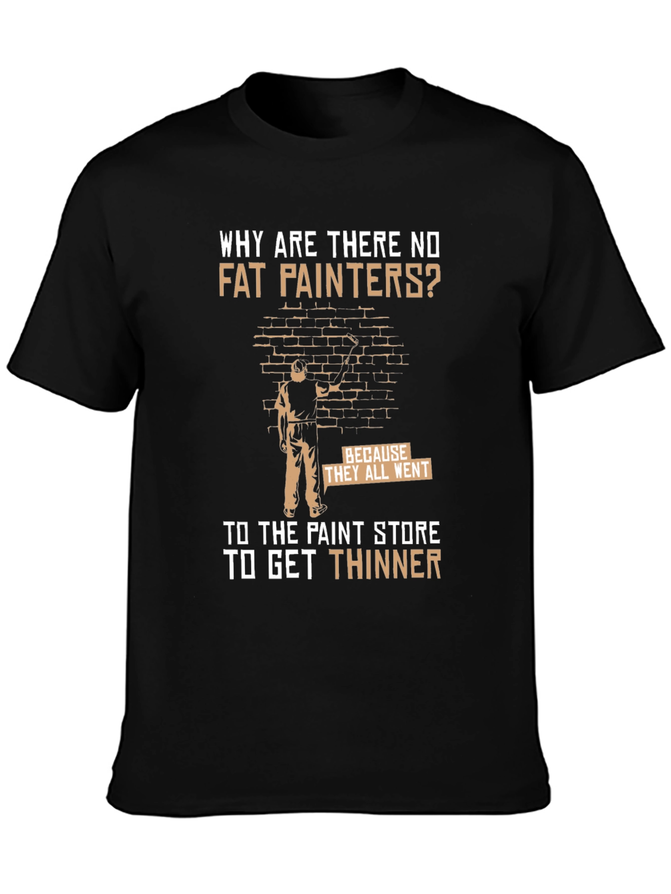 Black Funny Painter T-Shirt: Why Are There No Fat Painters? view 3