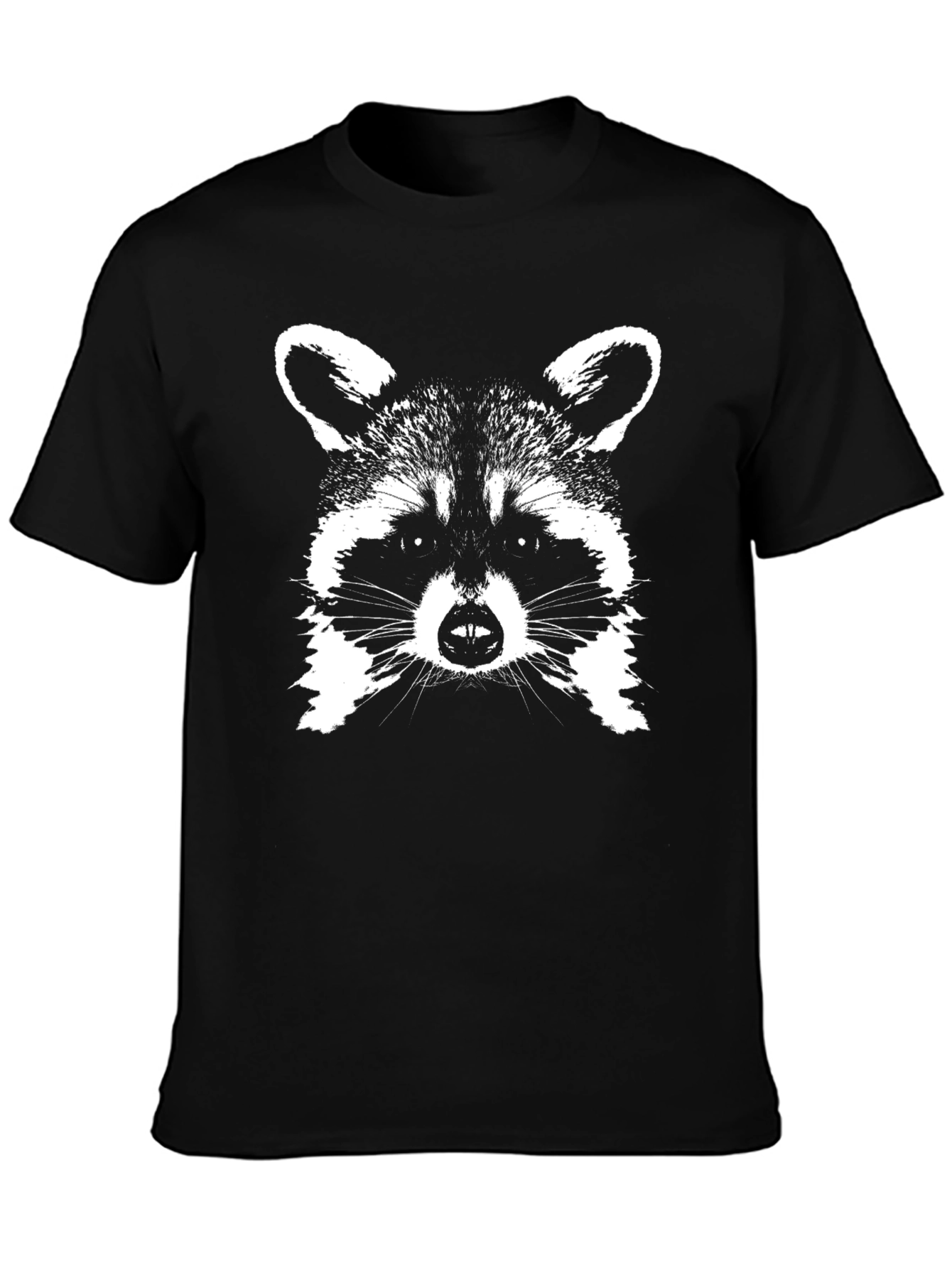 Black Raccoon Graphic Tee - Black Cotton Casual T-Shirt view 3