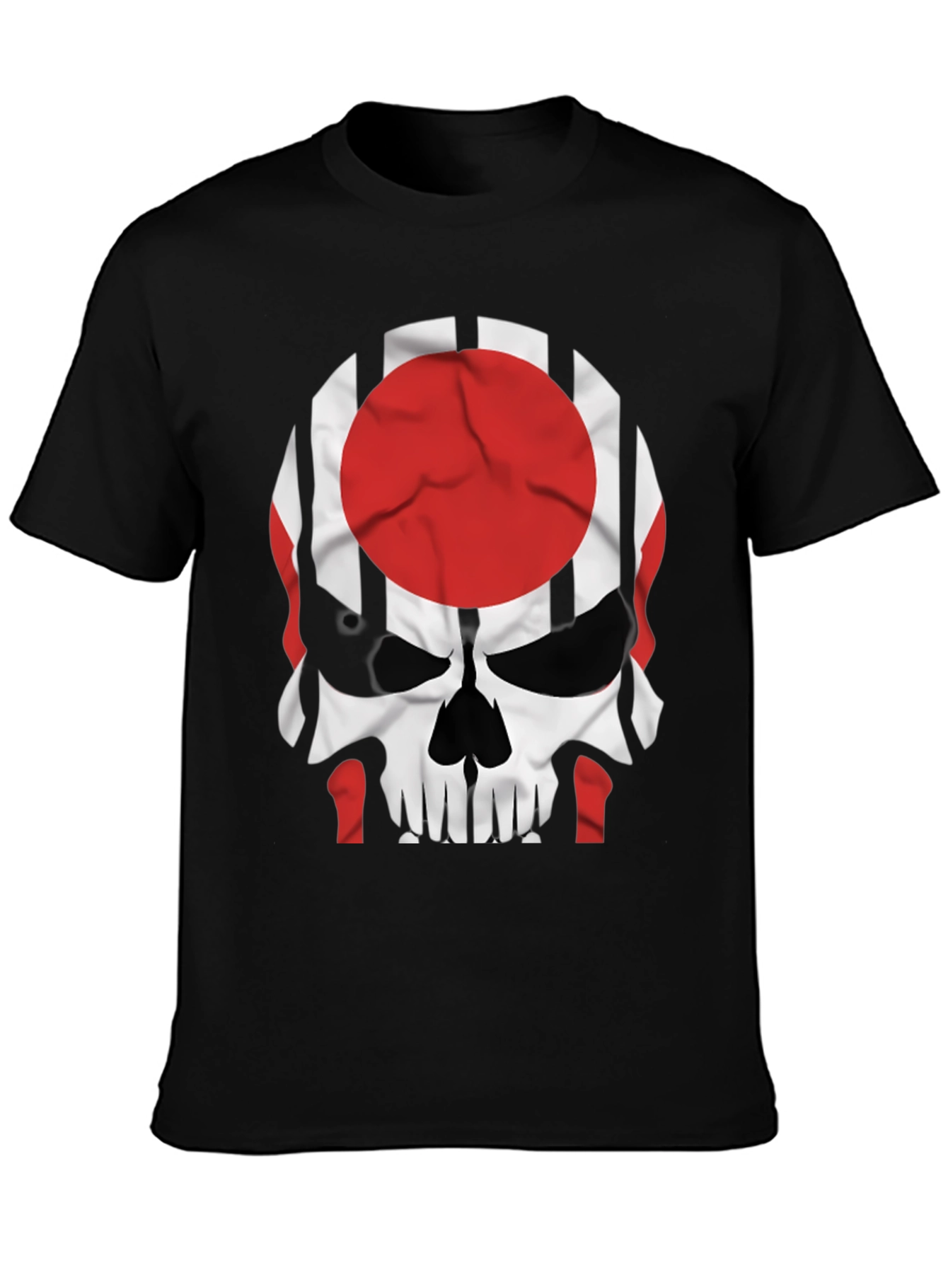Black Skull Japan Flag Graphic Tee - Men's Black T-Shirt view 3