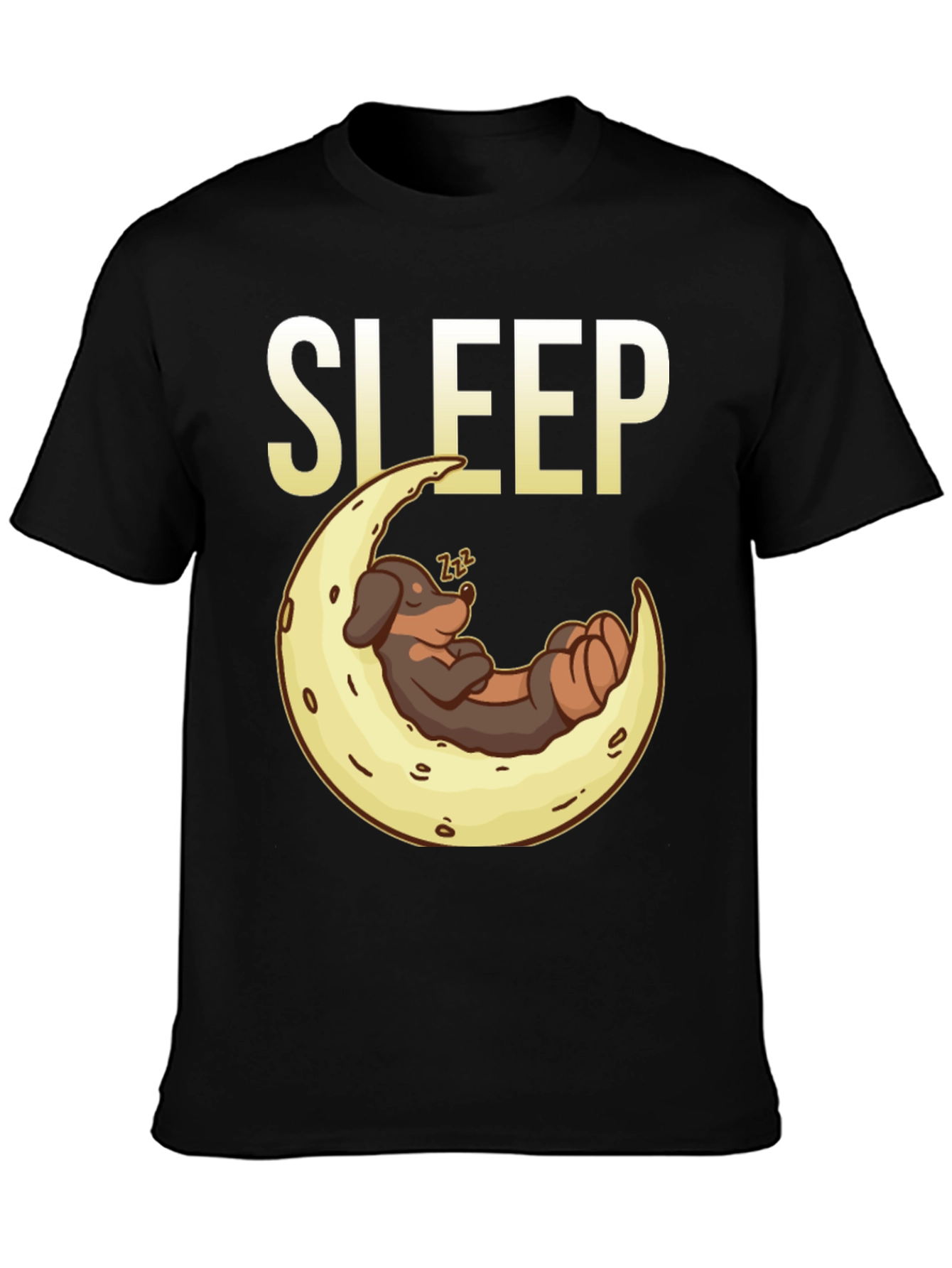 Sleepy Dog on Moon Graphic Tee - Black - 3