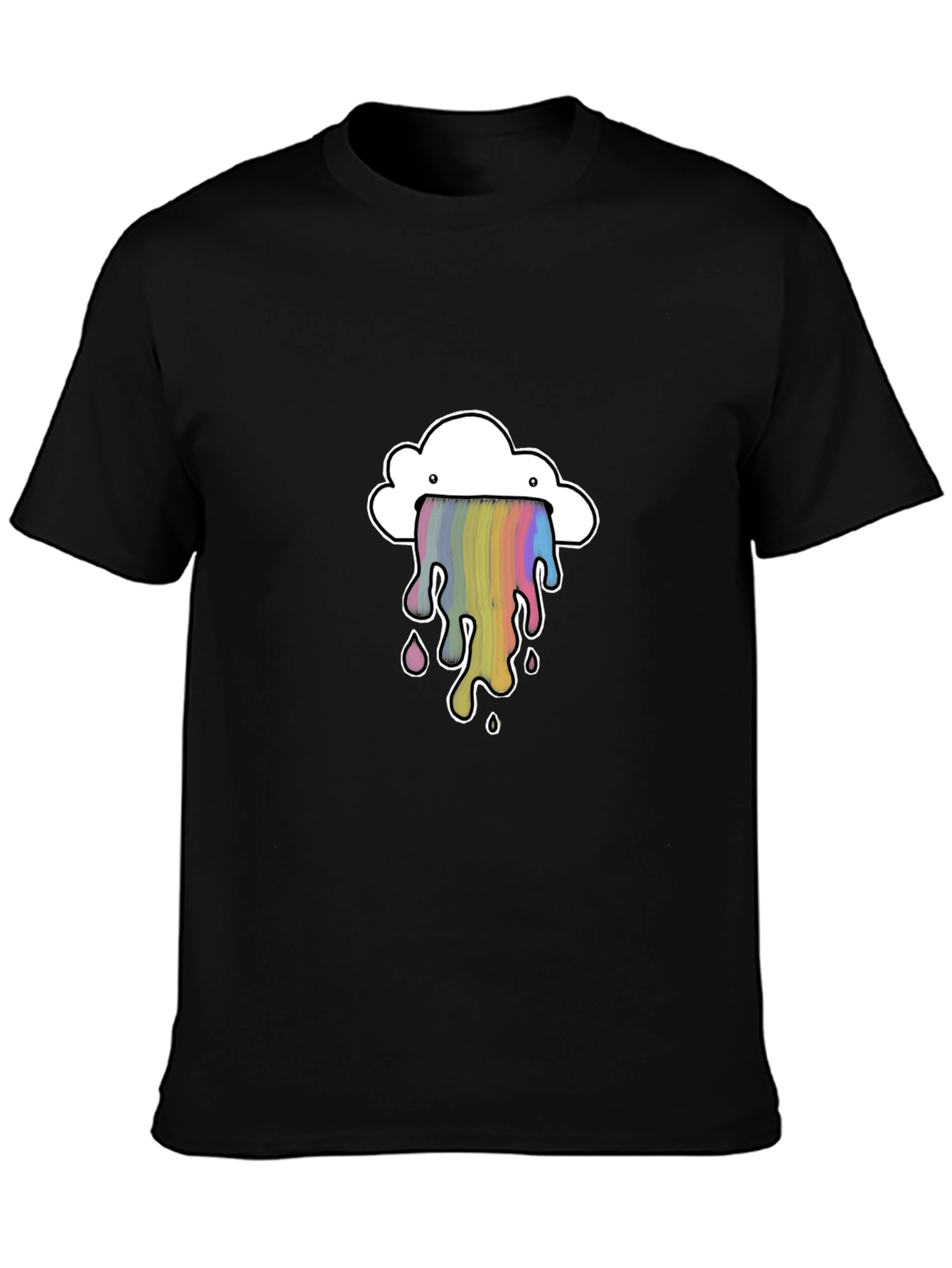 Black Cloud Rainbow Graphic Black T-Shirt view 3