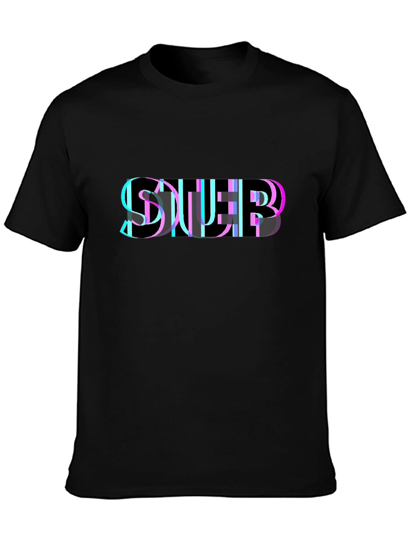 Black Abstract Glitch Graphic Black T-Shirt view 3