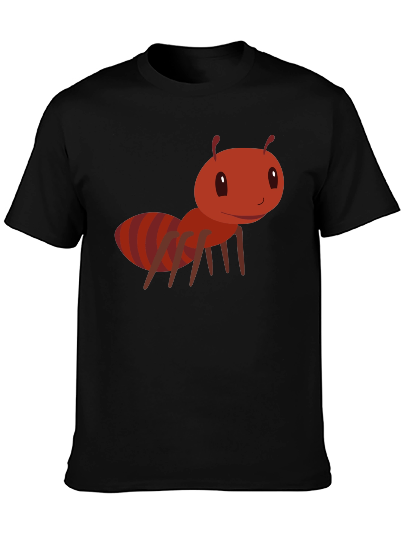 Black Cute Cartoon Ant Graphic Tee - Black Cotton view 3