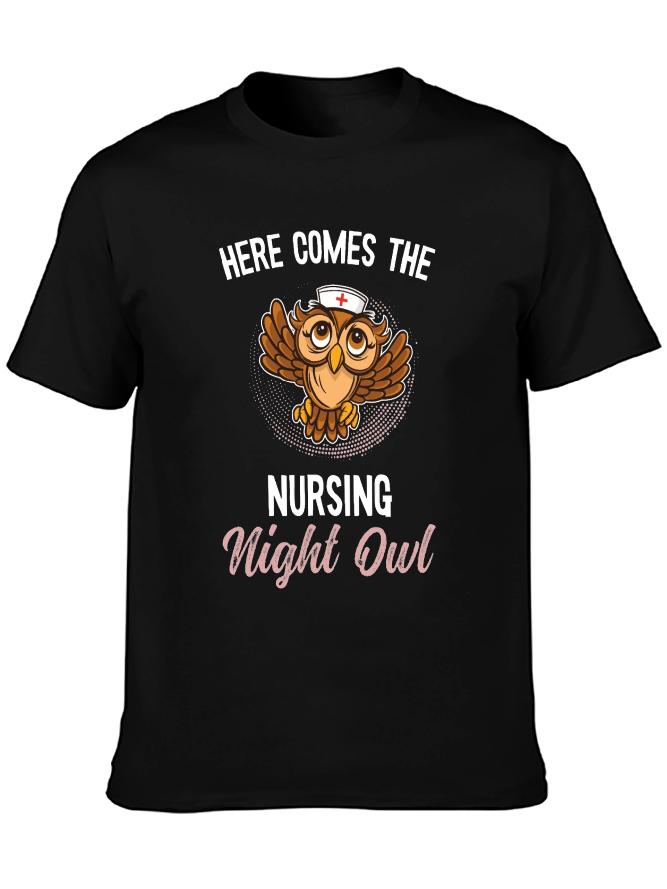 Black Nursing Night Owl T-Shirt - Funny Nurse Tee view 3