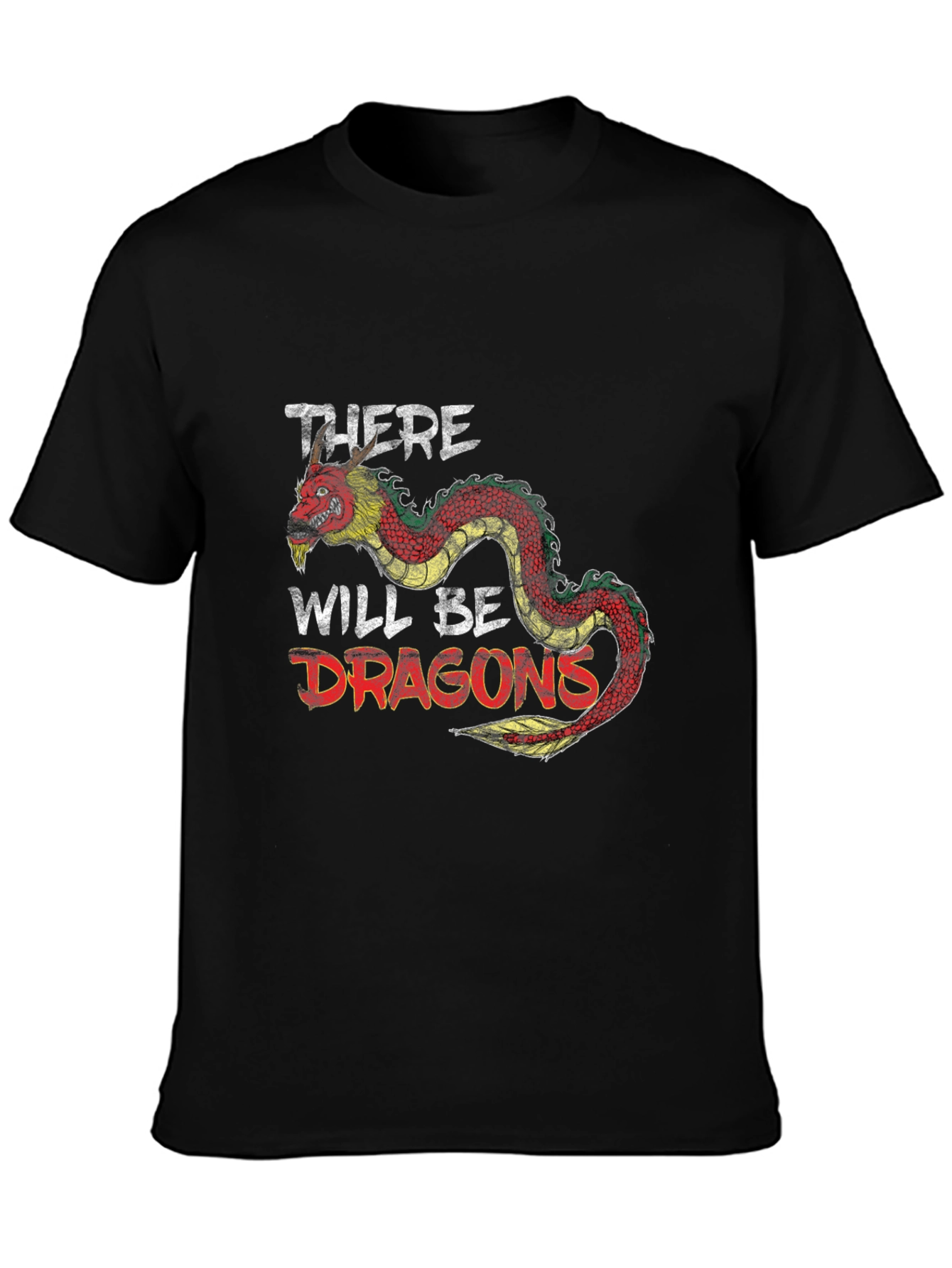 Black There Will Be Dragons Graphic Tee - Black Cotton Shirt view 3