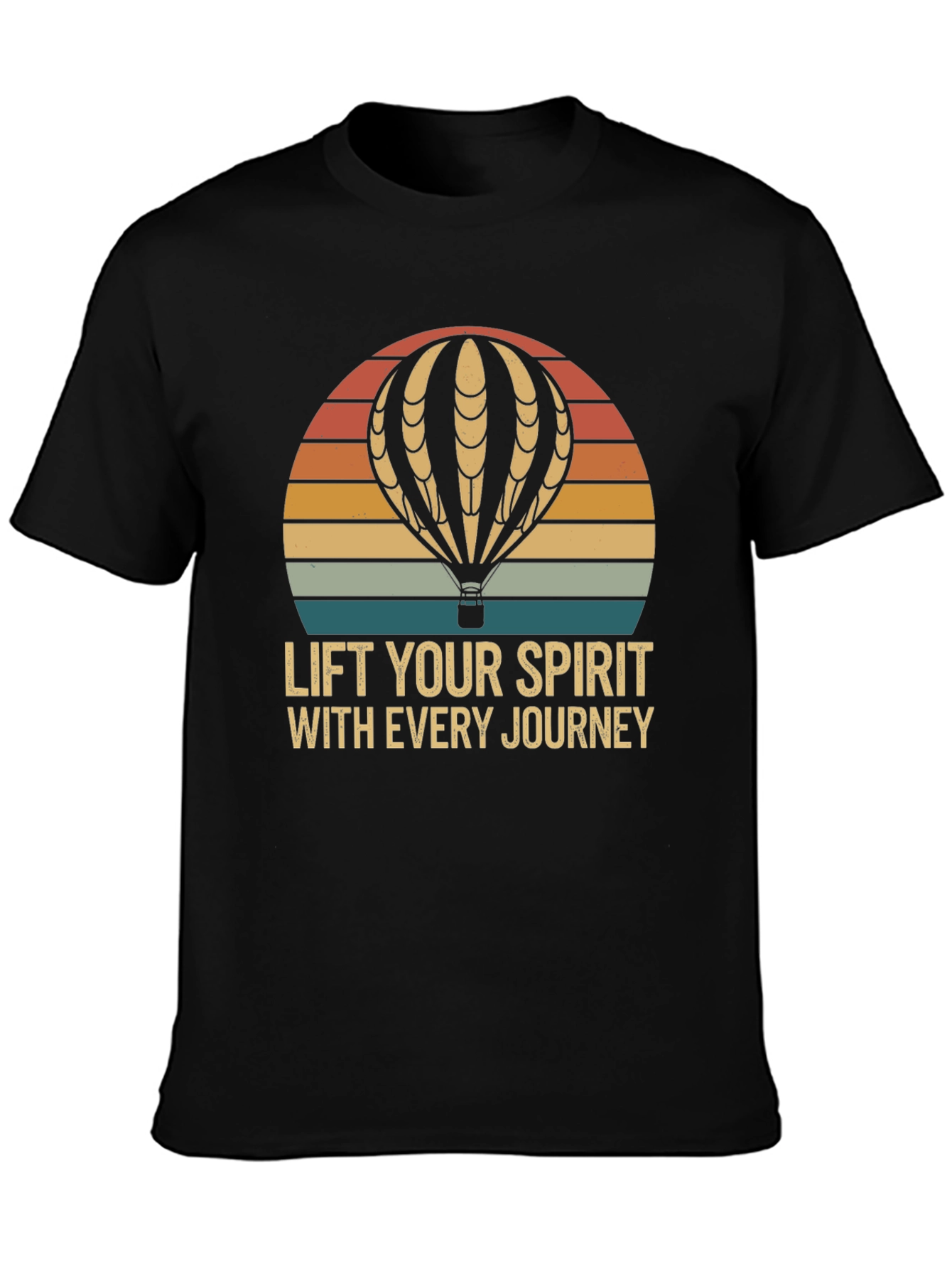 Black Lift Your Spirit Hot Air Balloon Graphic Tee view 3