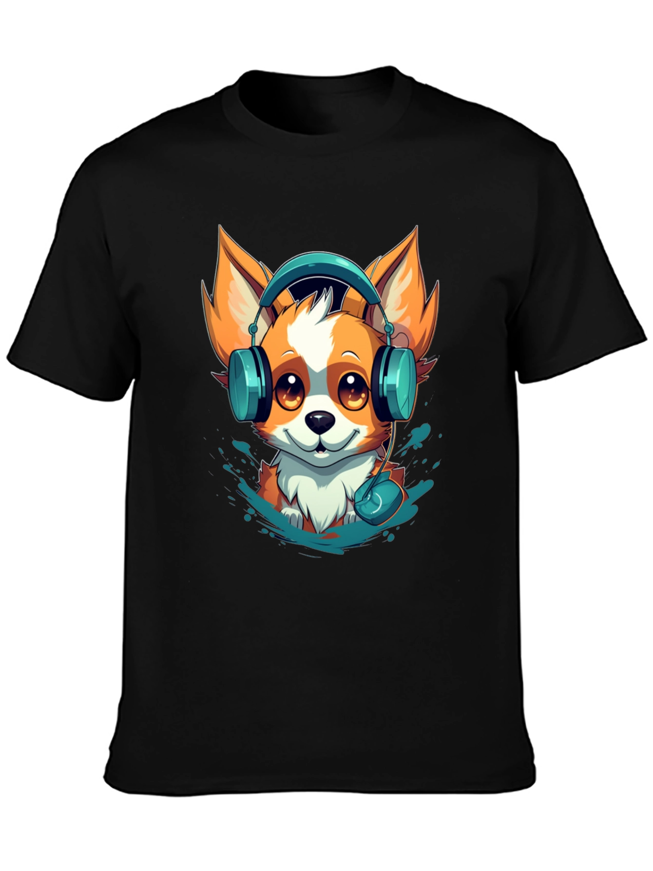 Black Fox Headphone Graphic Tee view 3