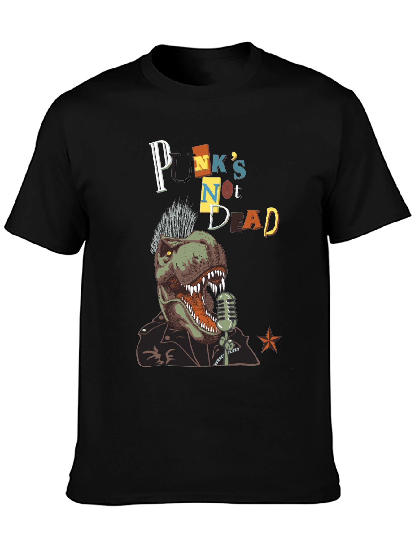 Black Punk Dino T-Shirt view 3