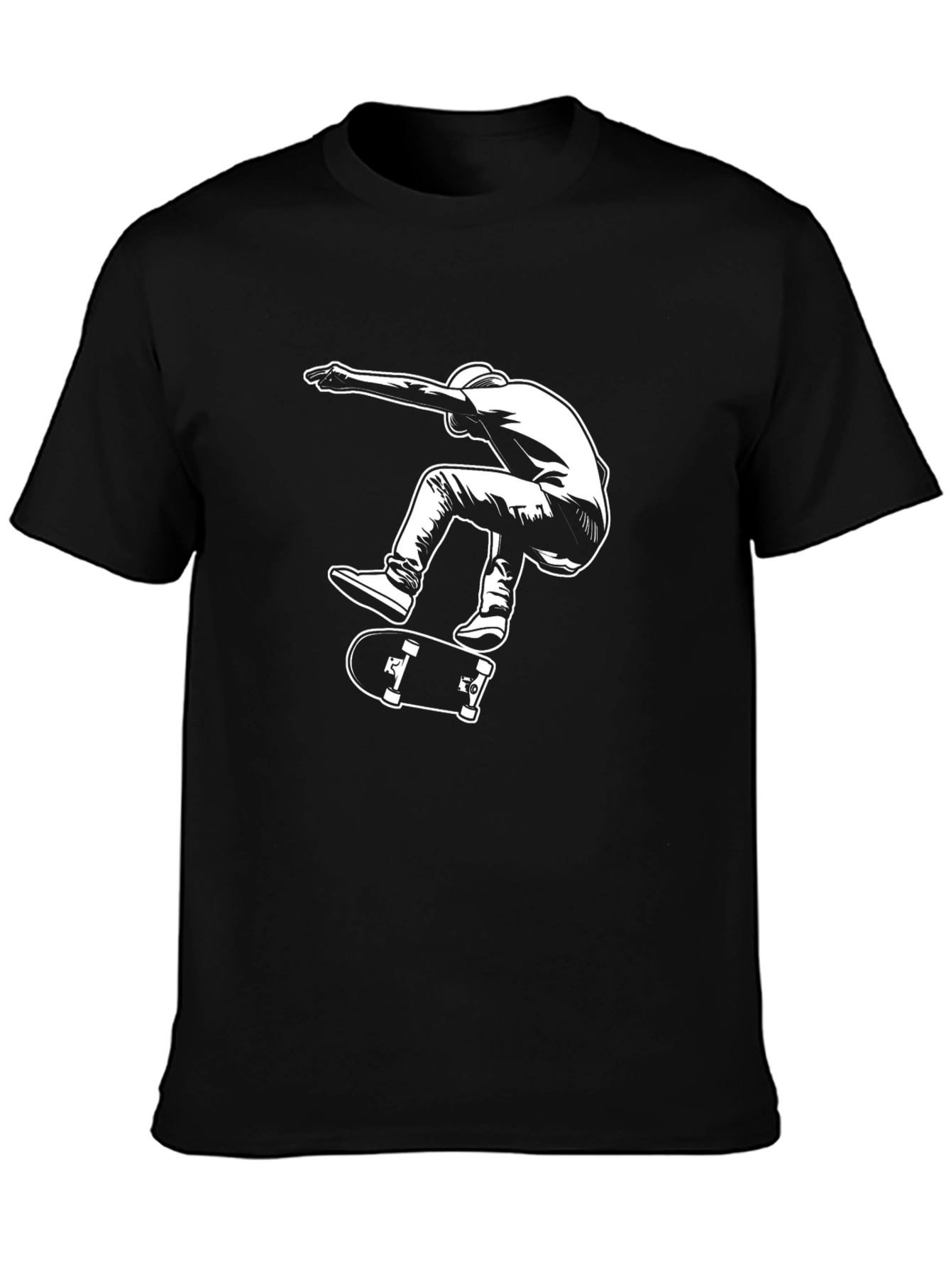 Black Cool Skateboarder Graphic Tee - Black Cotton Shirt view 3