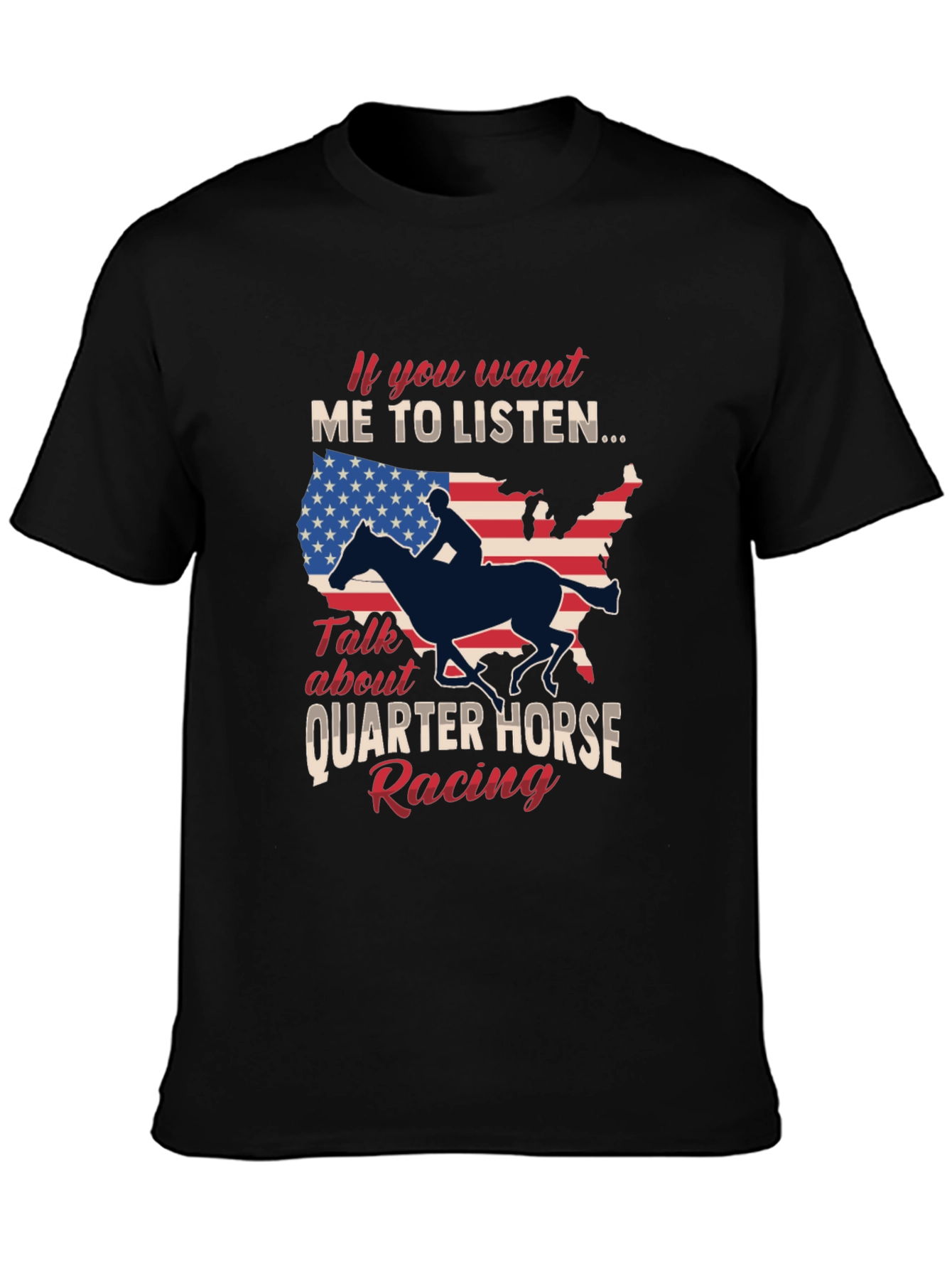 Black Quarter Horse Racing Graphic T-Shirt view 3