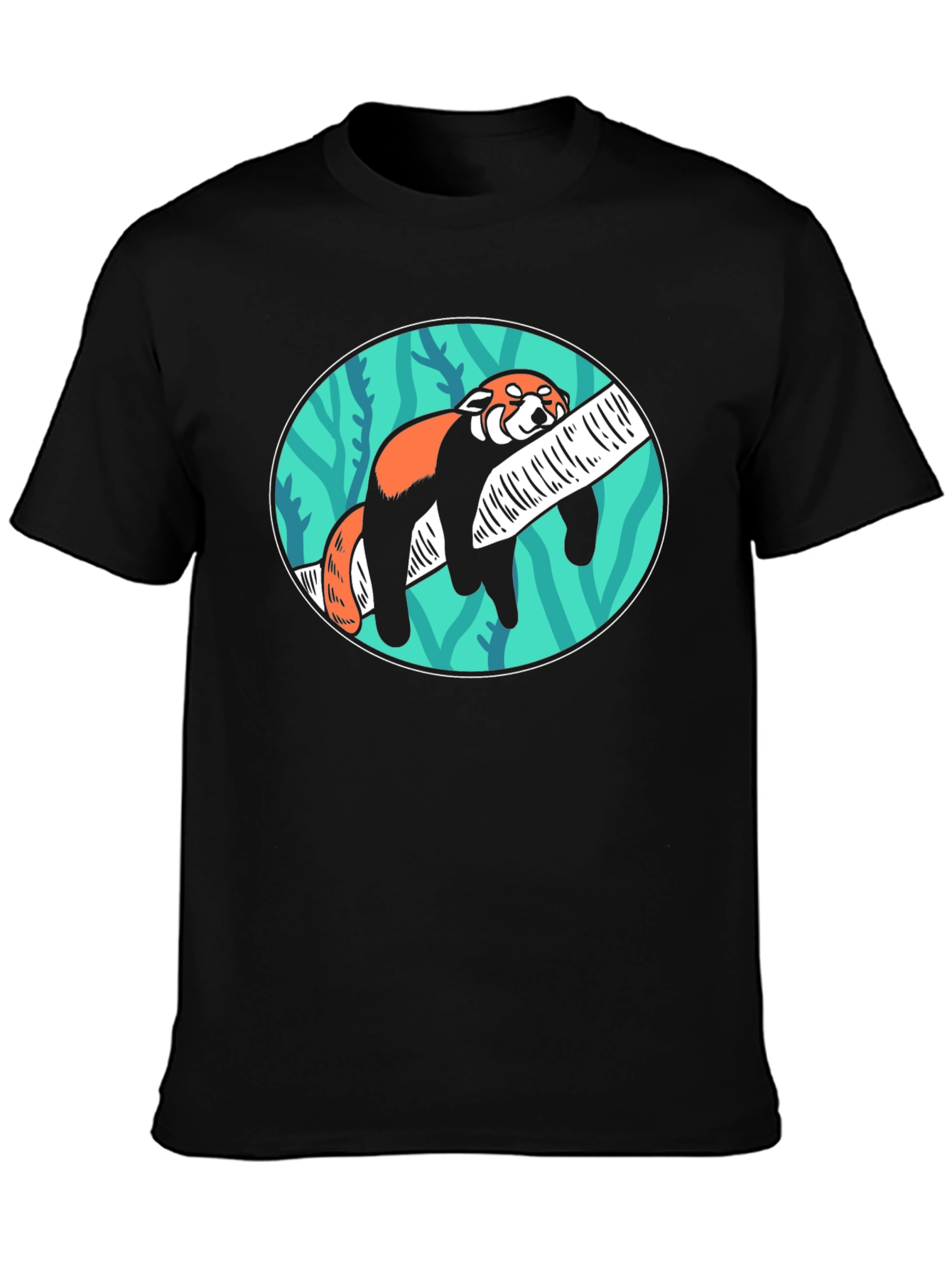 Black Red Panda Nap T-Shirt - Cute Animal Tee view 3