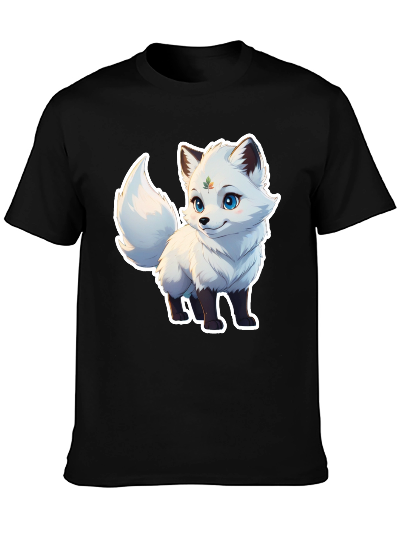 Black Cute Fox Graphic Tee - Black Unisex T-Shirt view 3