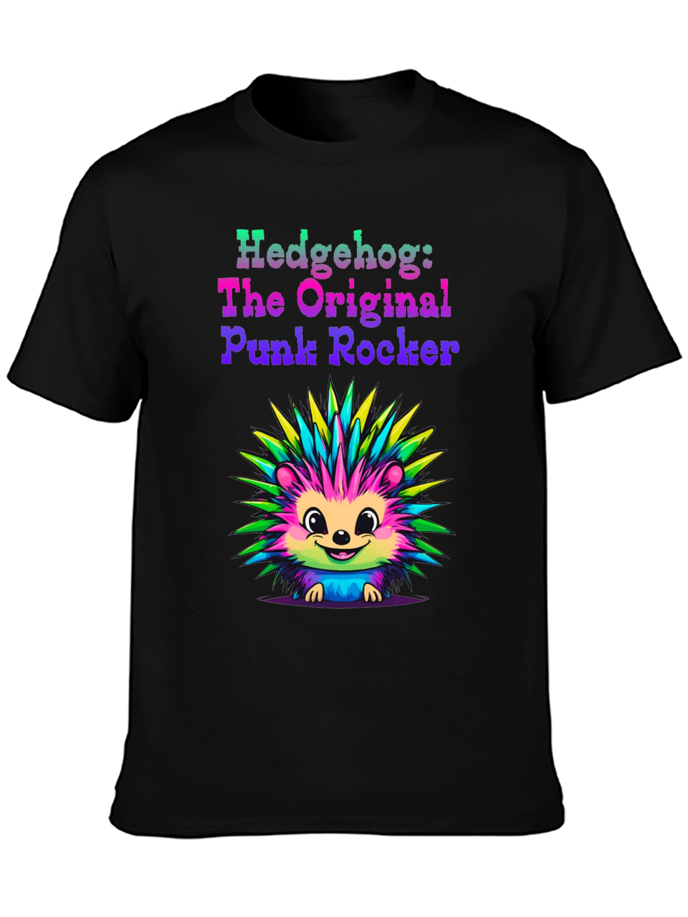 Black Hedgehog Punk Rocker Graphic Tee view 3