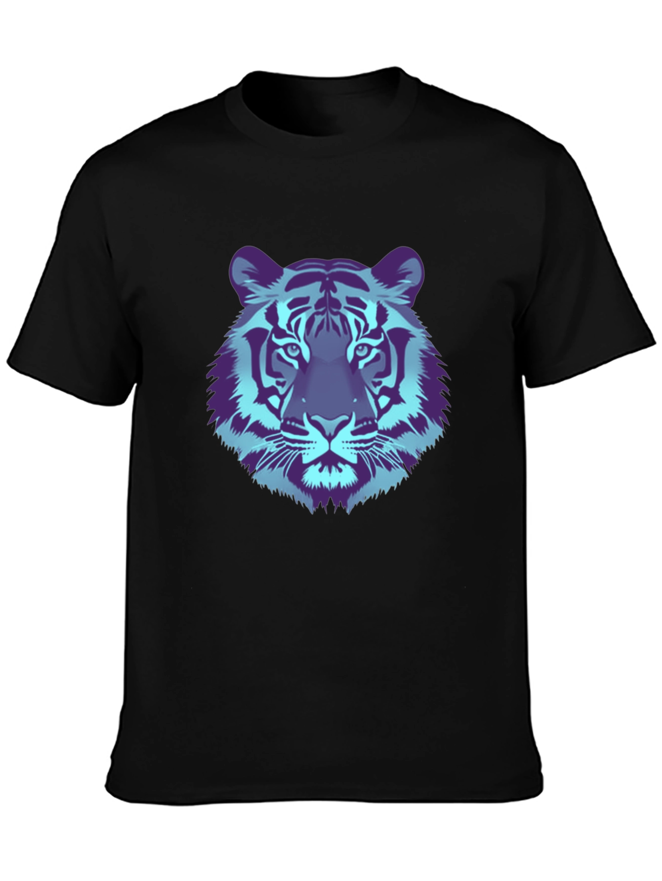 Black Cool Tiger Graphic Tee - Black Cotton T-Shirt view 3