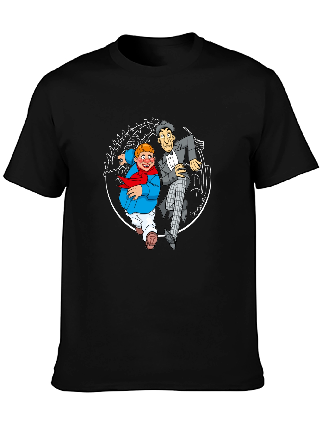 Black Vintage Cartoon Characters Black T-Shirt view 3