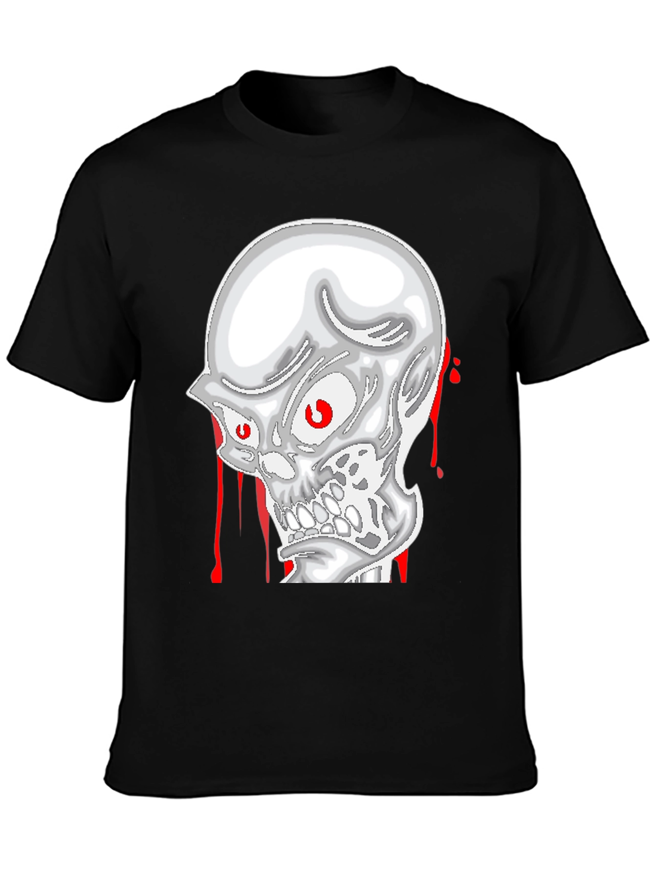 Black Skull Graphic Tee - Men's Black Cotton T-Shirt view 3