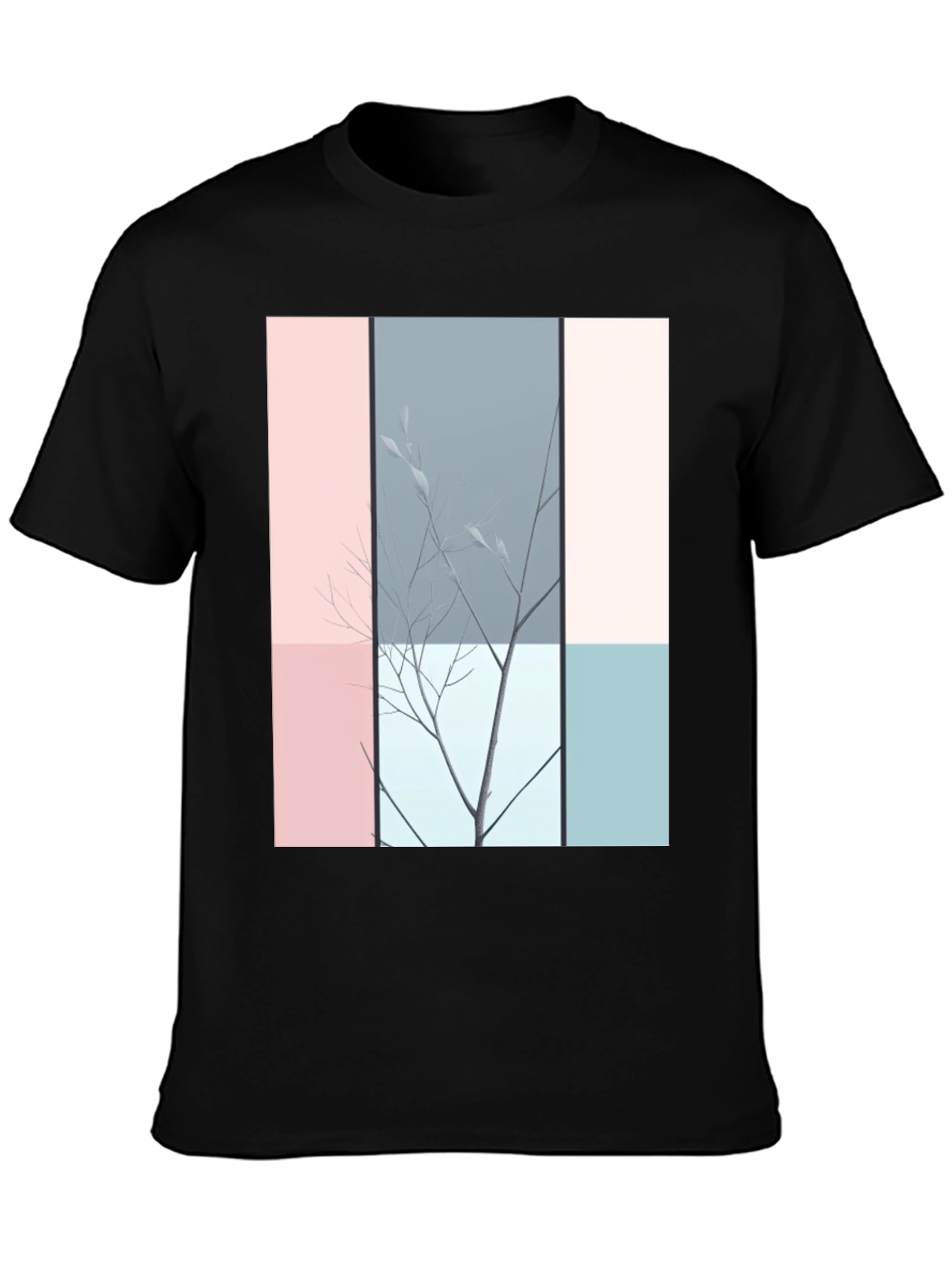 Black Abstract Nature Graphic T-Shirt - Modern Art Tee view 3