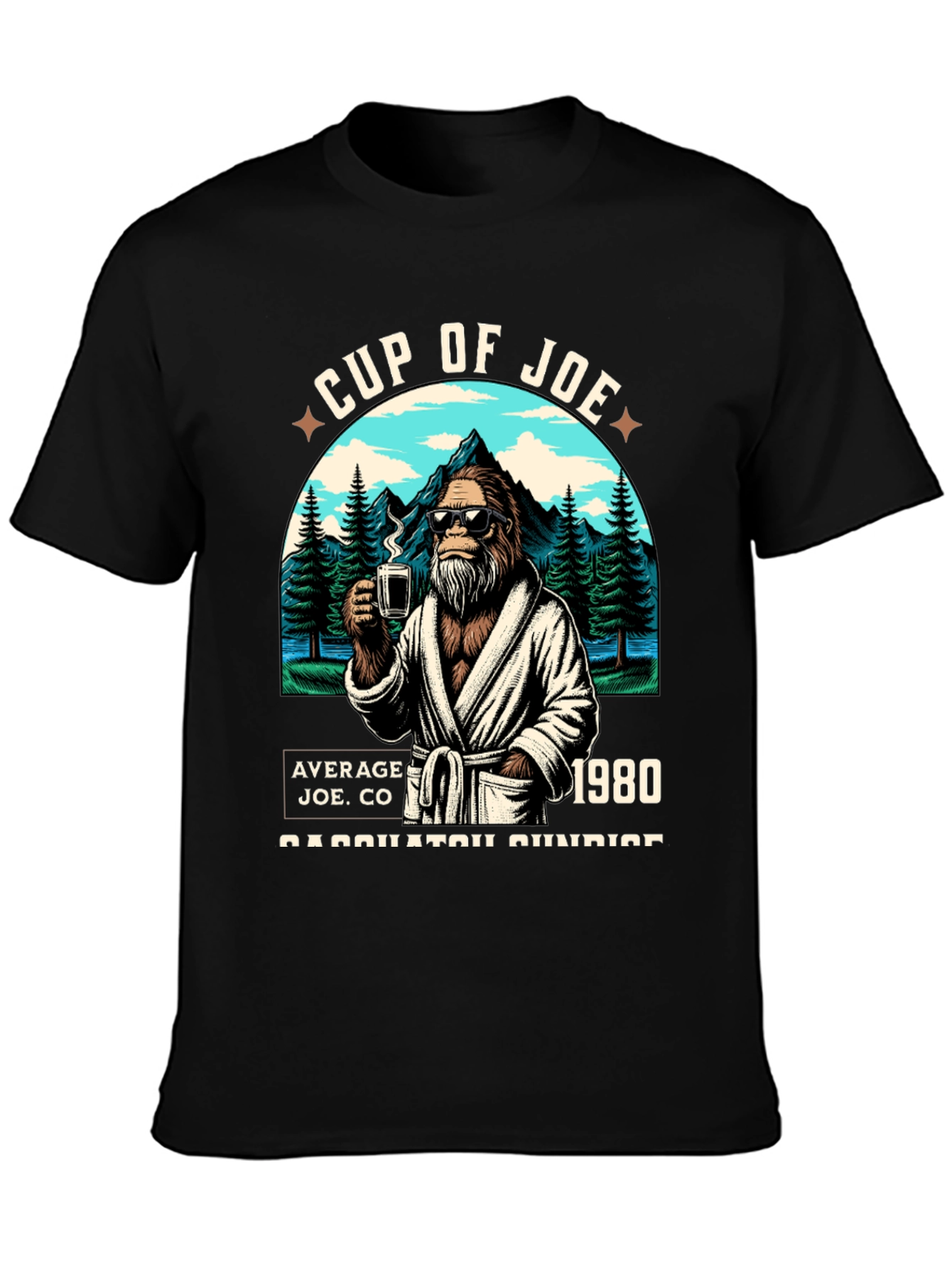 Black Cup of Joe Bigfoot T-Shirt: Average Joe CO view 3