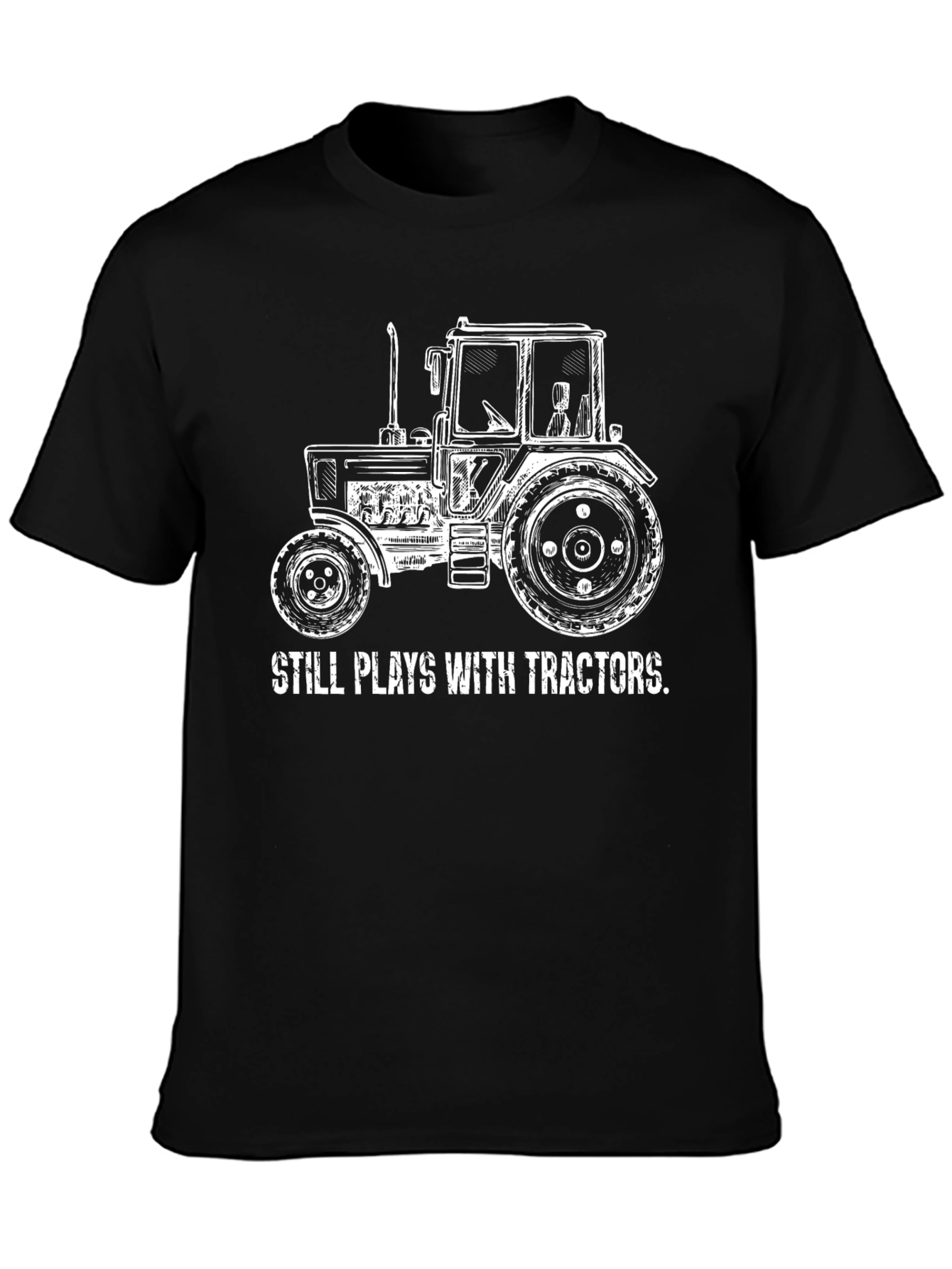 Black Still Plays with Tractors Graphic Tee view 3