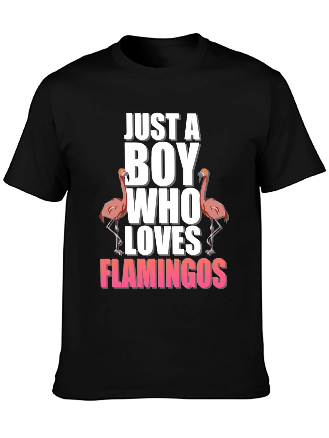 Black Boy Who Loves Flamingos T-Shirt view 3