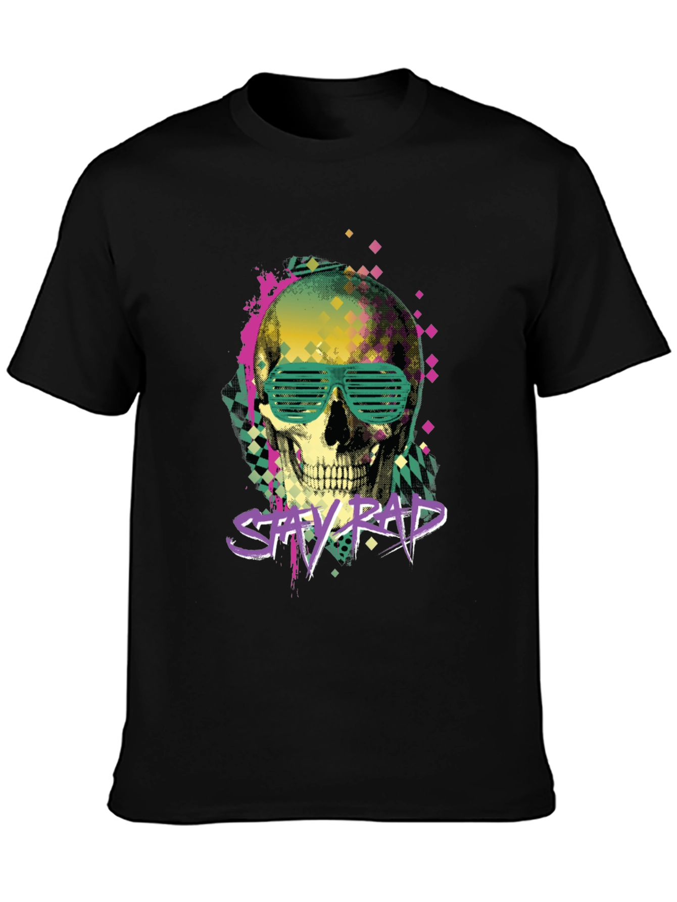 Black Stay Rad Graphic Tee - Skull & Shutter Shades view 3
