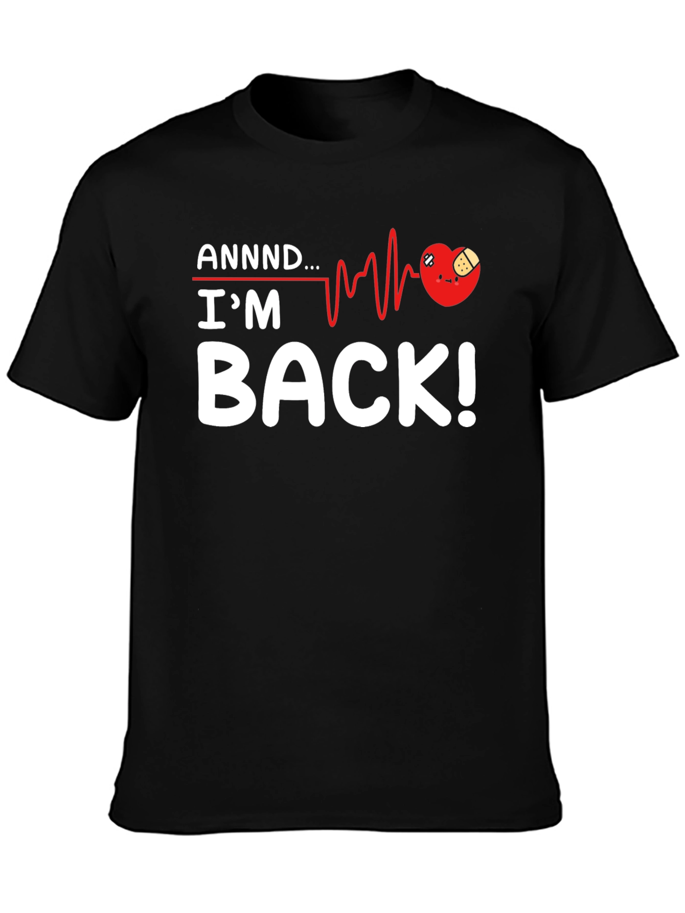 Black I'm Back! Heartbeat Recovery Graphic Tee view 3