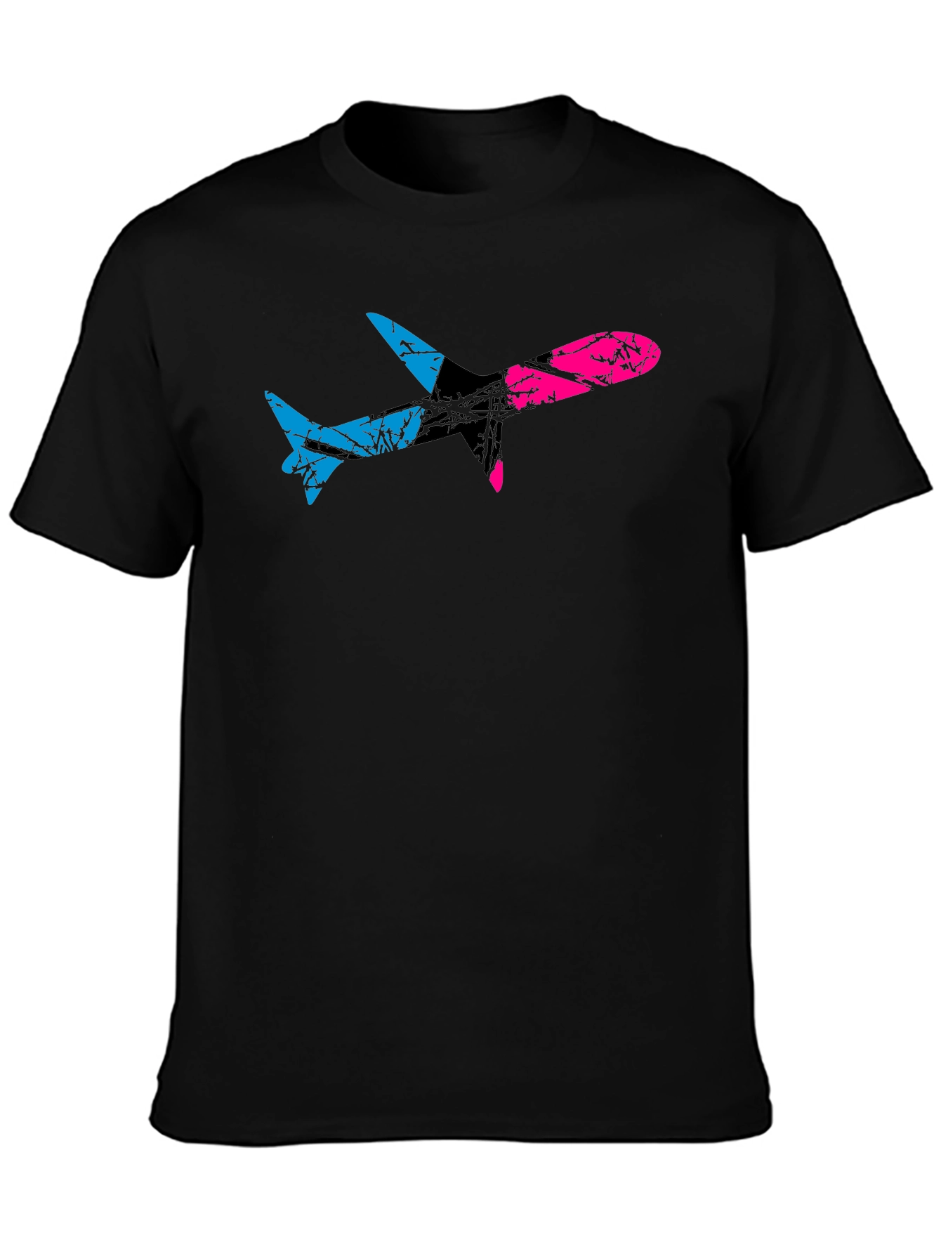 Black Bi-Color Airplane Graphic Tee view 3