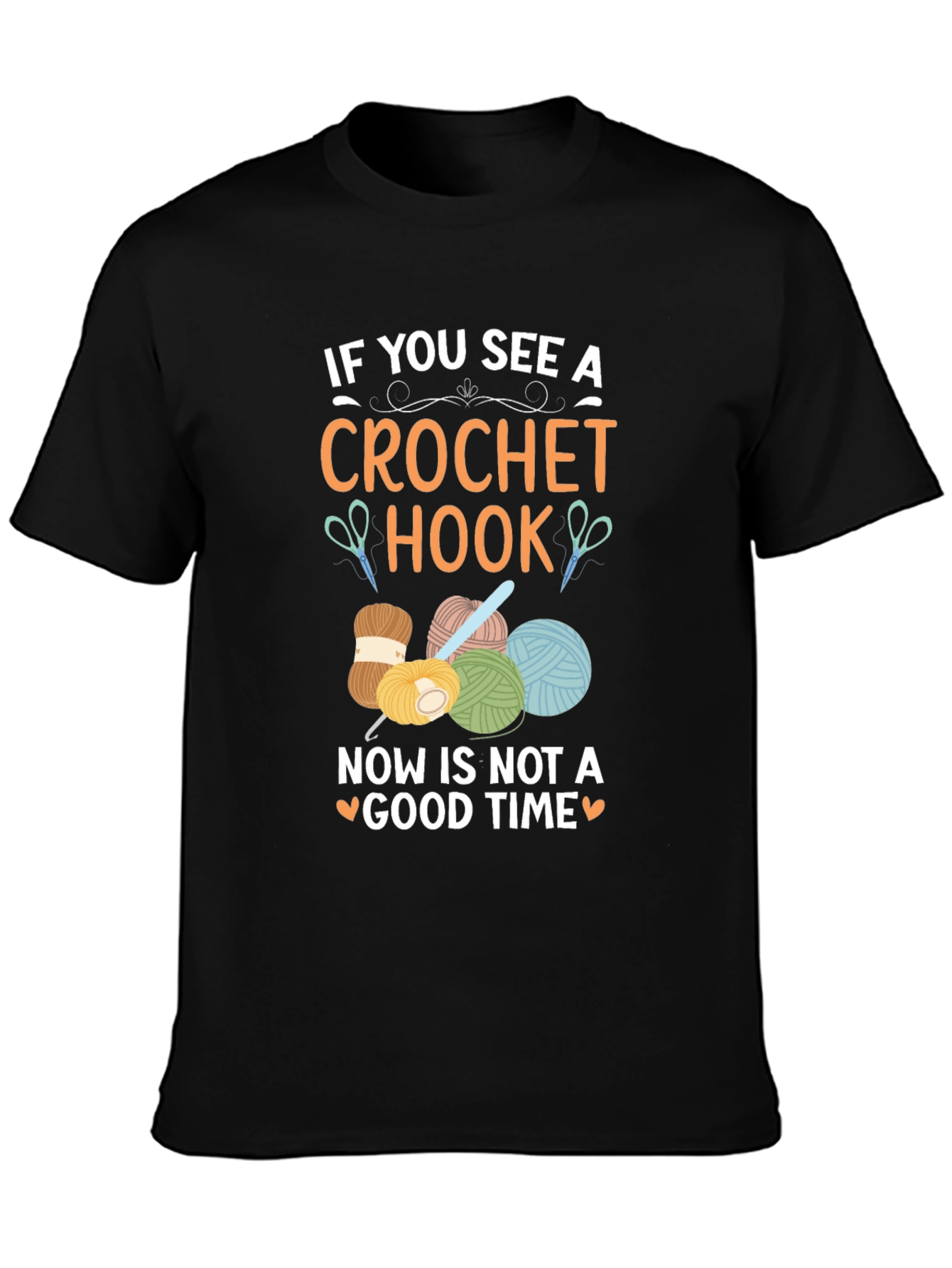 Black Crochet Hook T-Shirt - Funny Crafting Tee view 3