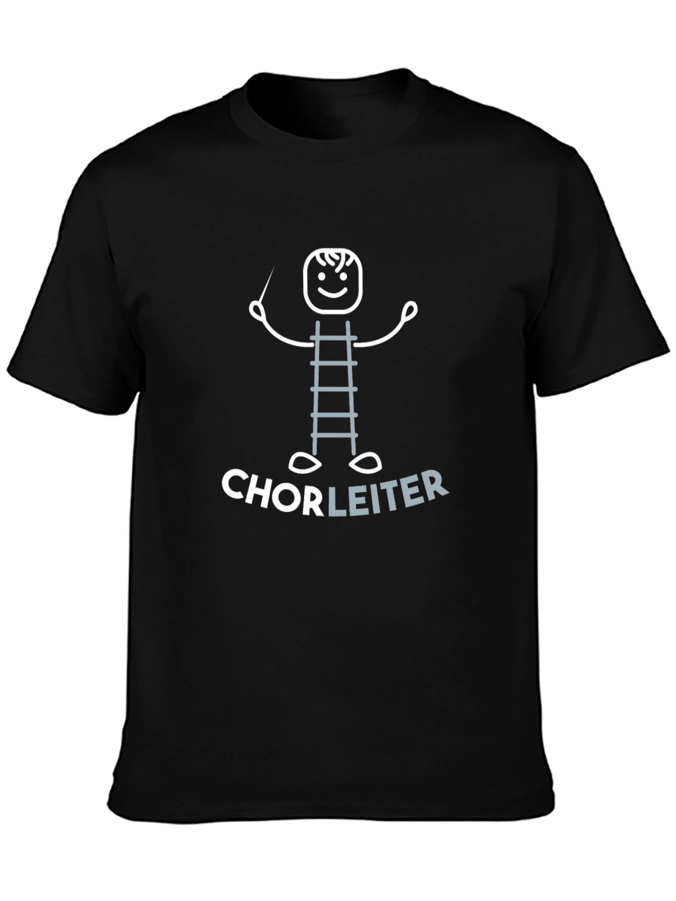 Choir Director Ladder Stick Figure Black T-Shirt - 3
