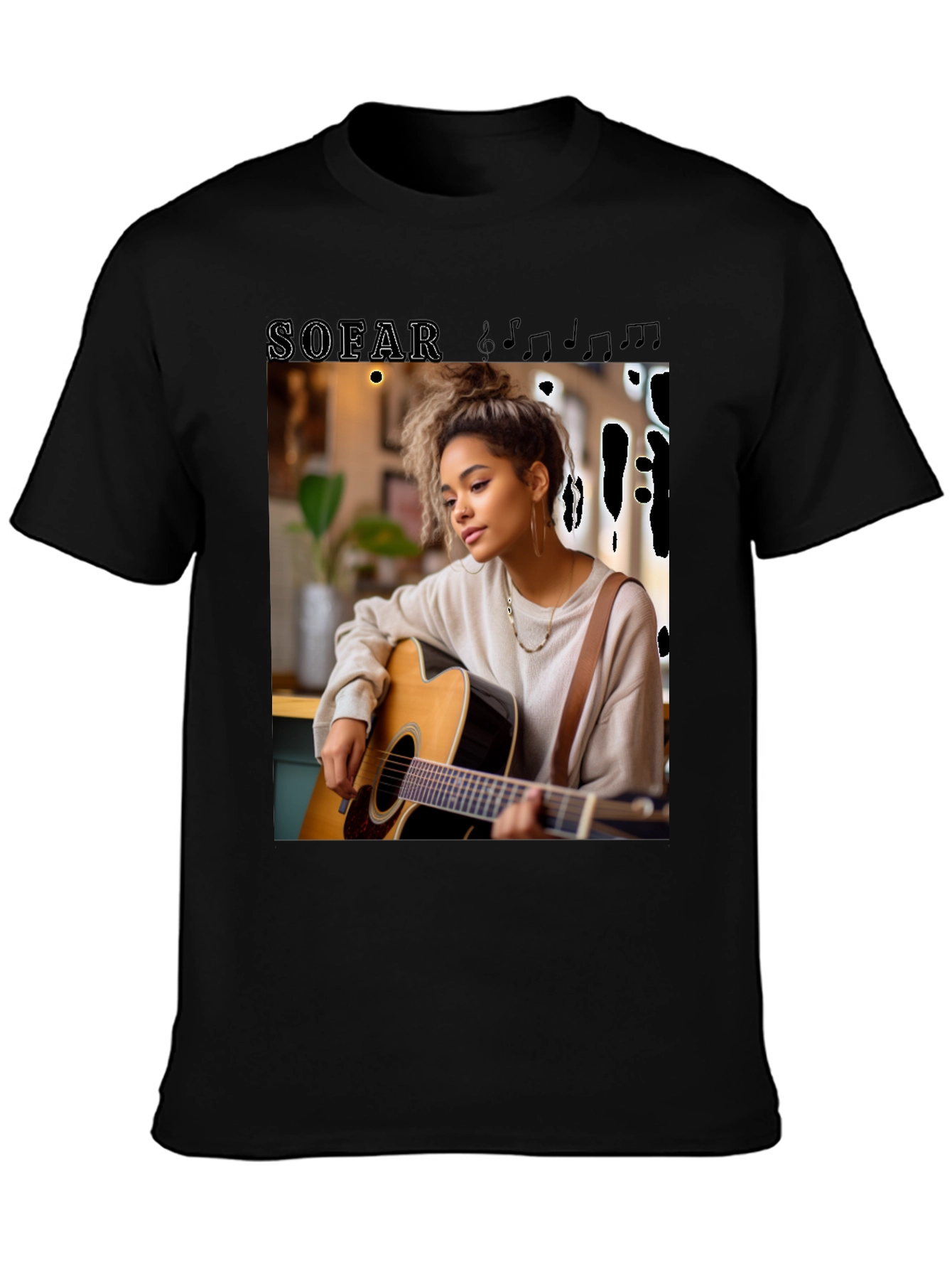 Black SOFAR Graphic Tee - Musician Design view 3